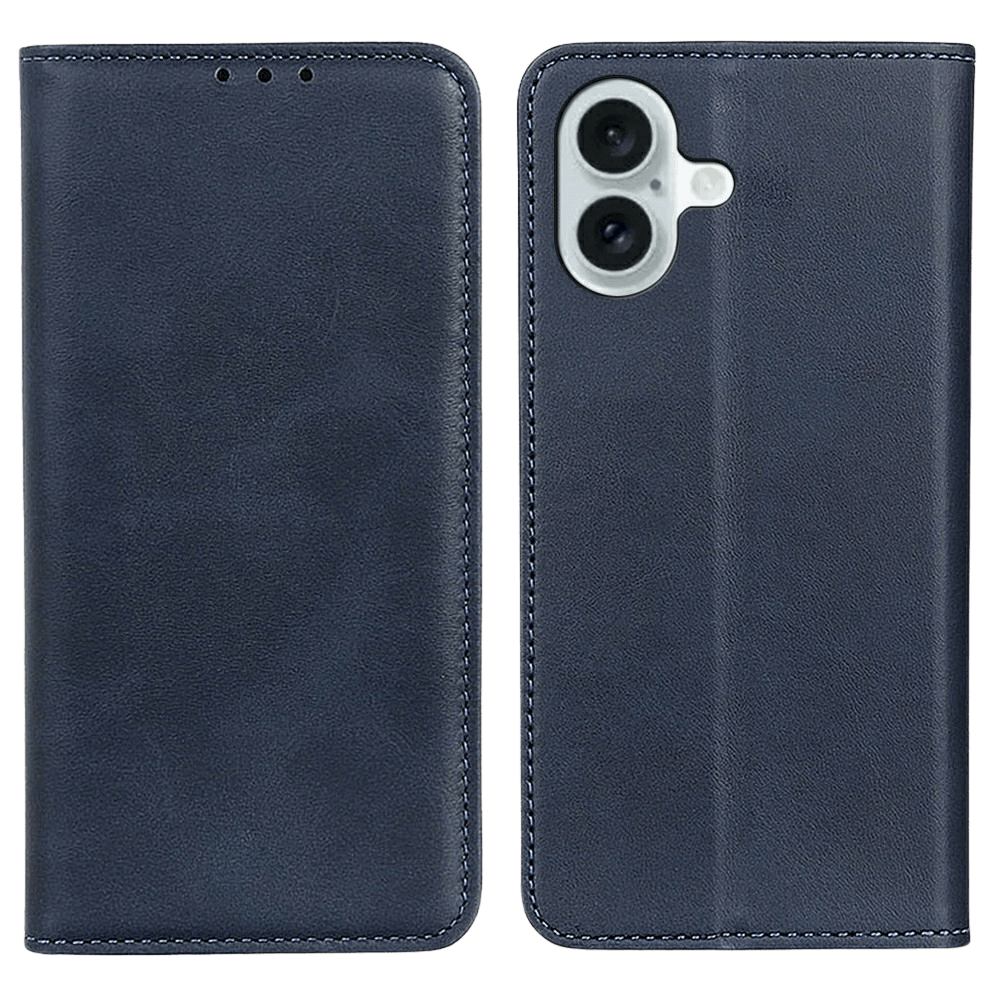 CaseBody Apple iPhone 17 Real Leather Wallet Hoesje Blauw