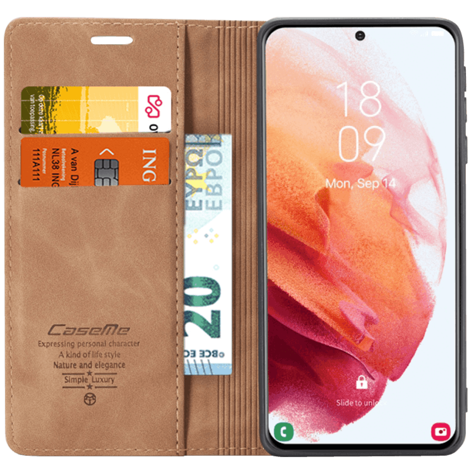 Caseme Samsung Galaxy S21 Plus Business Wallet Hoesje Bruin