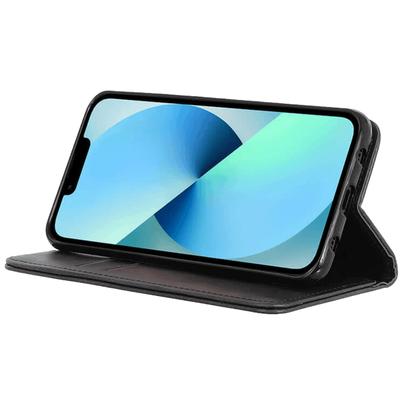 CaseBody iPhone 13 Fashion Real Leather Wallet Hoesje Zwart