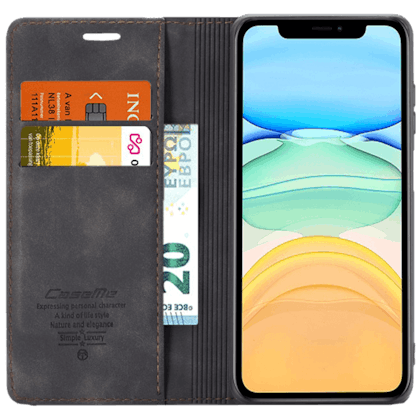 Caseme iPhone 12 (Pro) Business Wallet Bookcase Hoesje Zwart