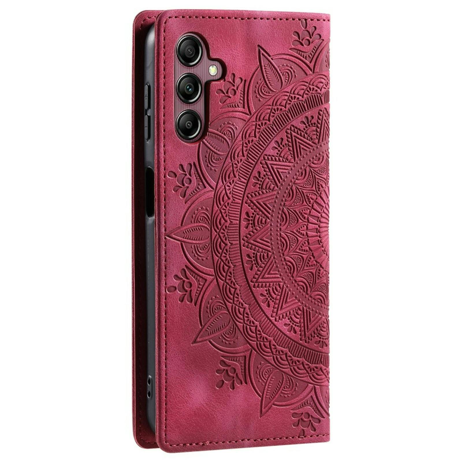 Comfycase Samsung Galaxy S24 FE Zacht Mandala Book Hoesje Rood