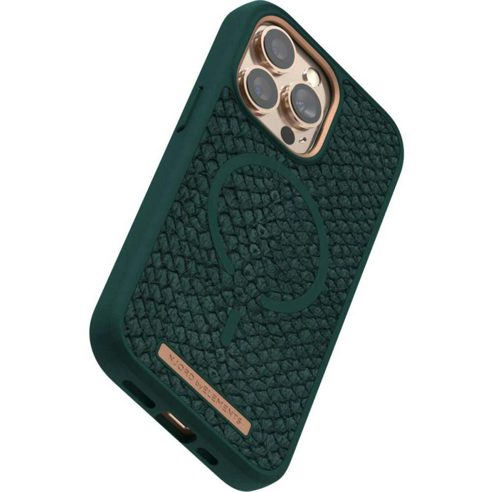 Njord byELEMENTS iPhone 13 Pro Salmon Leren Hoesje Green