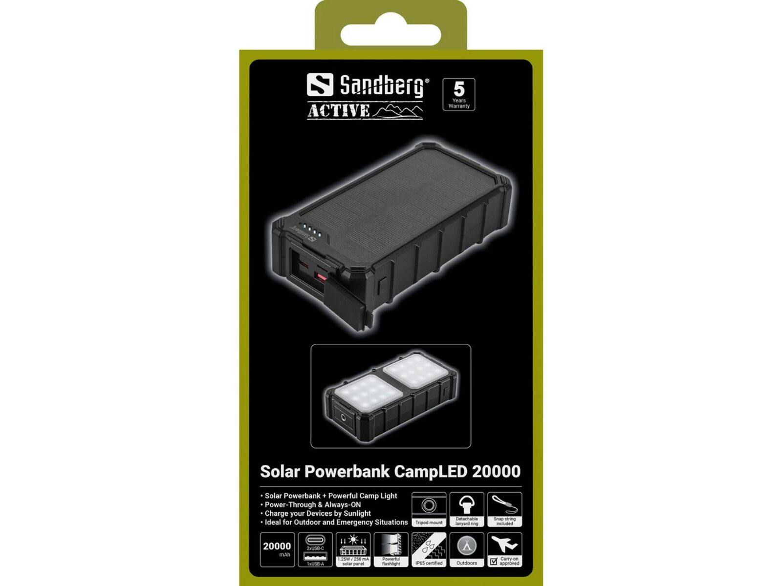 Sandberg Solar Powerbank CampLED 20000