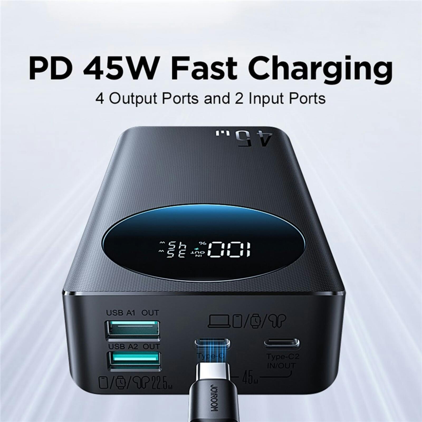 Joyroom Pro Display 45W Fast Charging Display Powerbank 20.000mAh Zwart