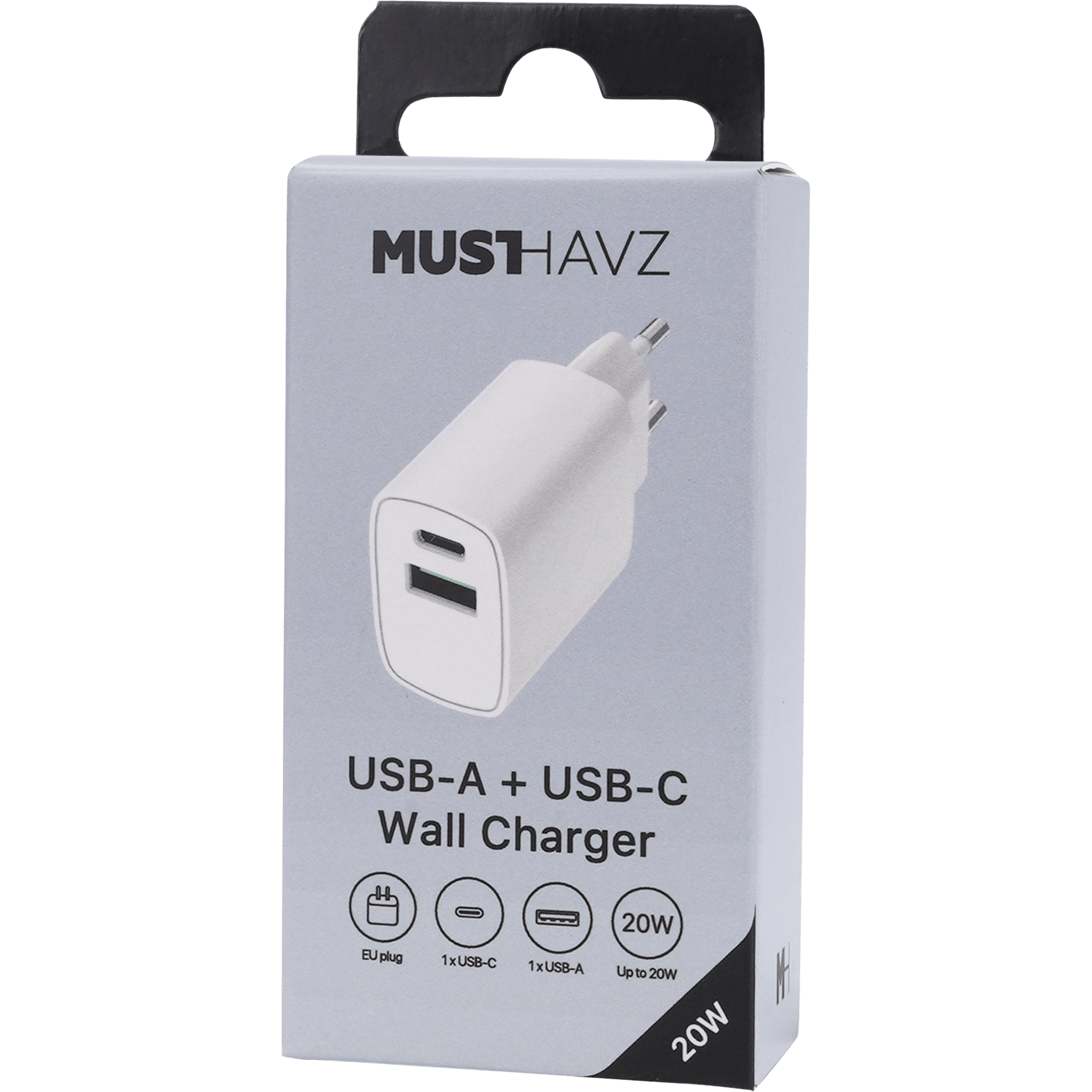Musthavz to Go Easy USB-A + USB-C PD Oplader 20W Wit