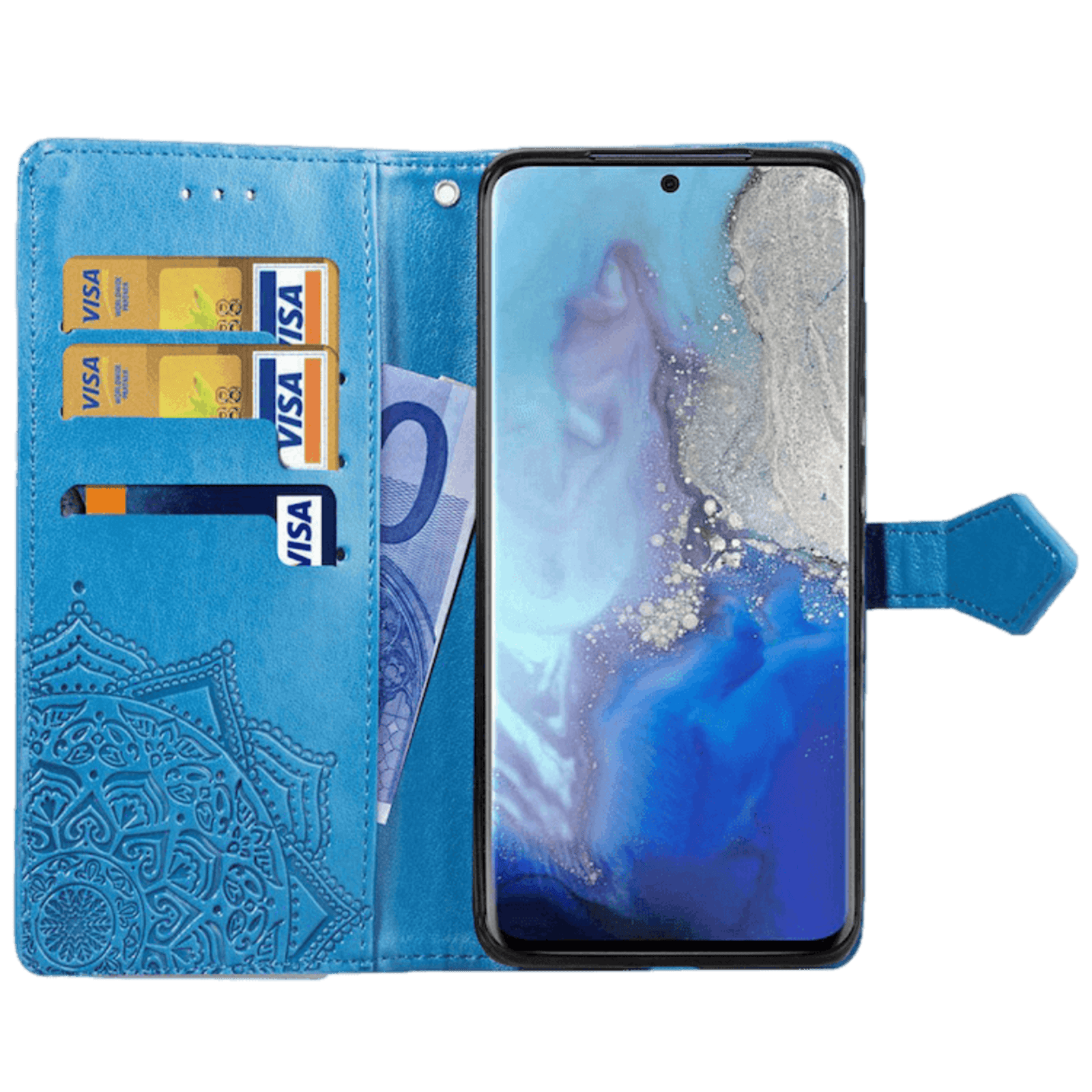 Comfycase Samsung Galaxy S20 Mandala Booklet Telefoonhoesje Blauw