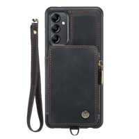 Caseme Samsung A14 Zipper Pocket Wallet Hoesje Zwart