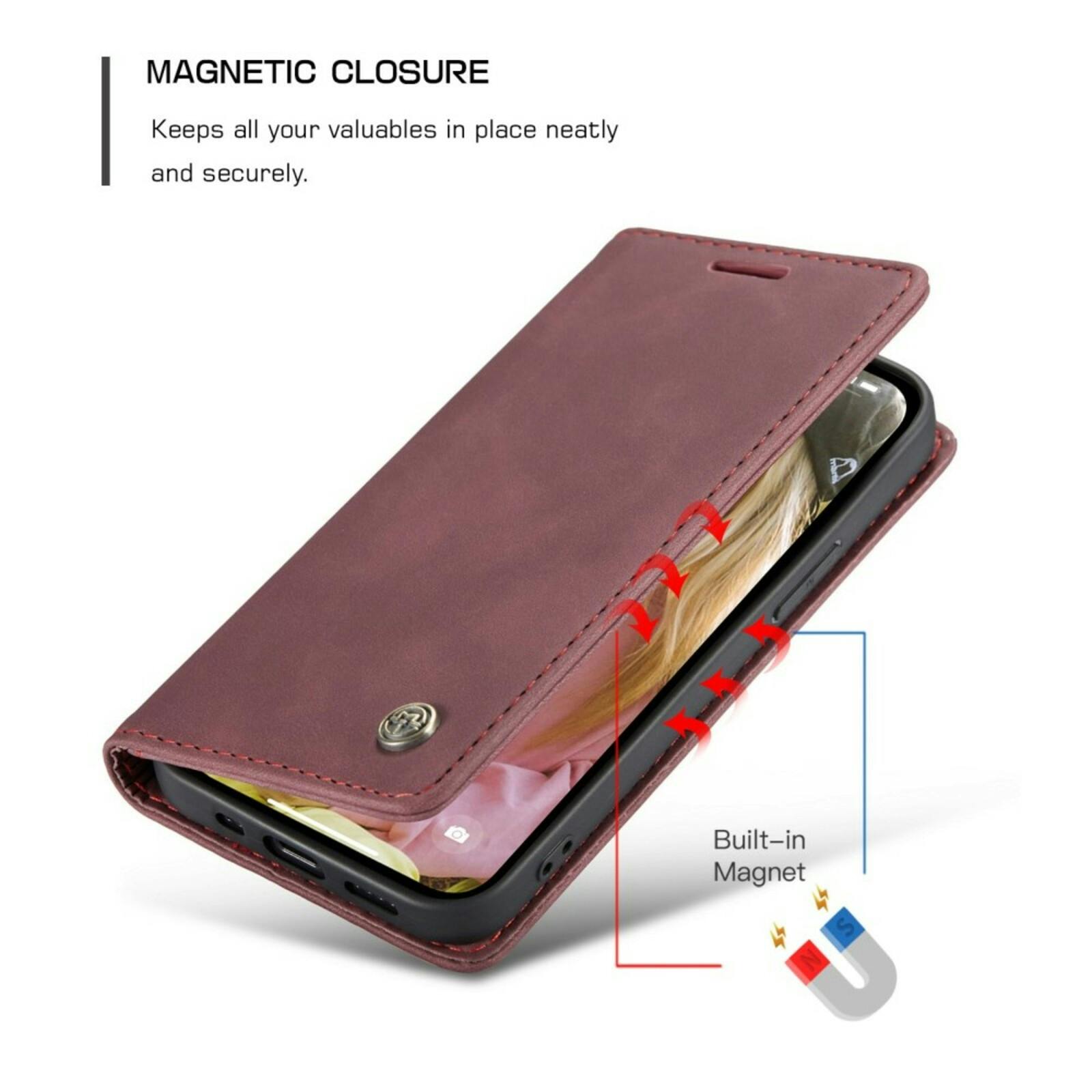 Caseme iPhone 13 Business Wallet Bookcase Hoesje Rood