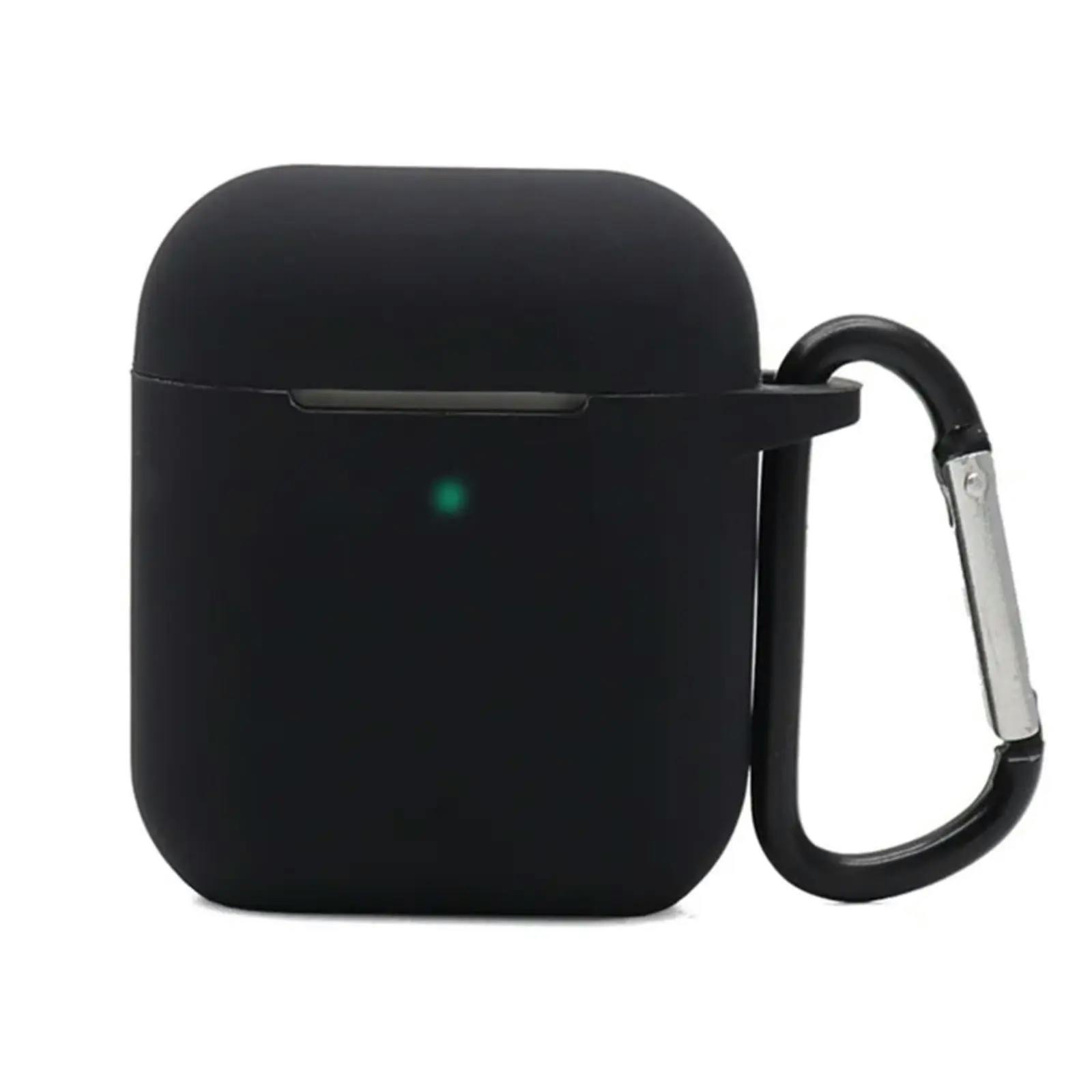 Mocaa AirPods 2 Siliconen Hoesje met Clip Zwart