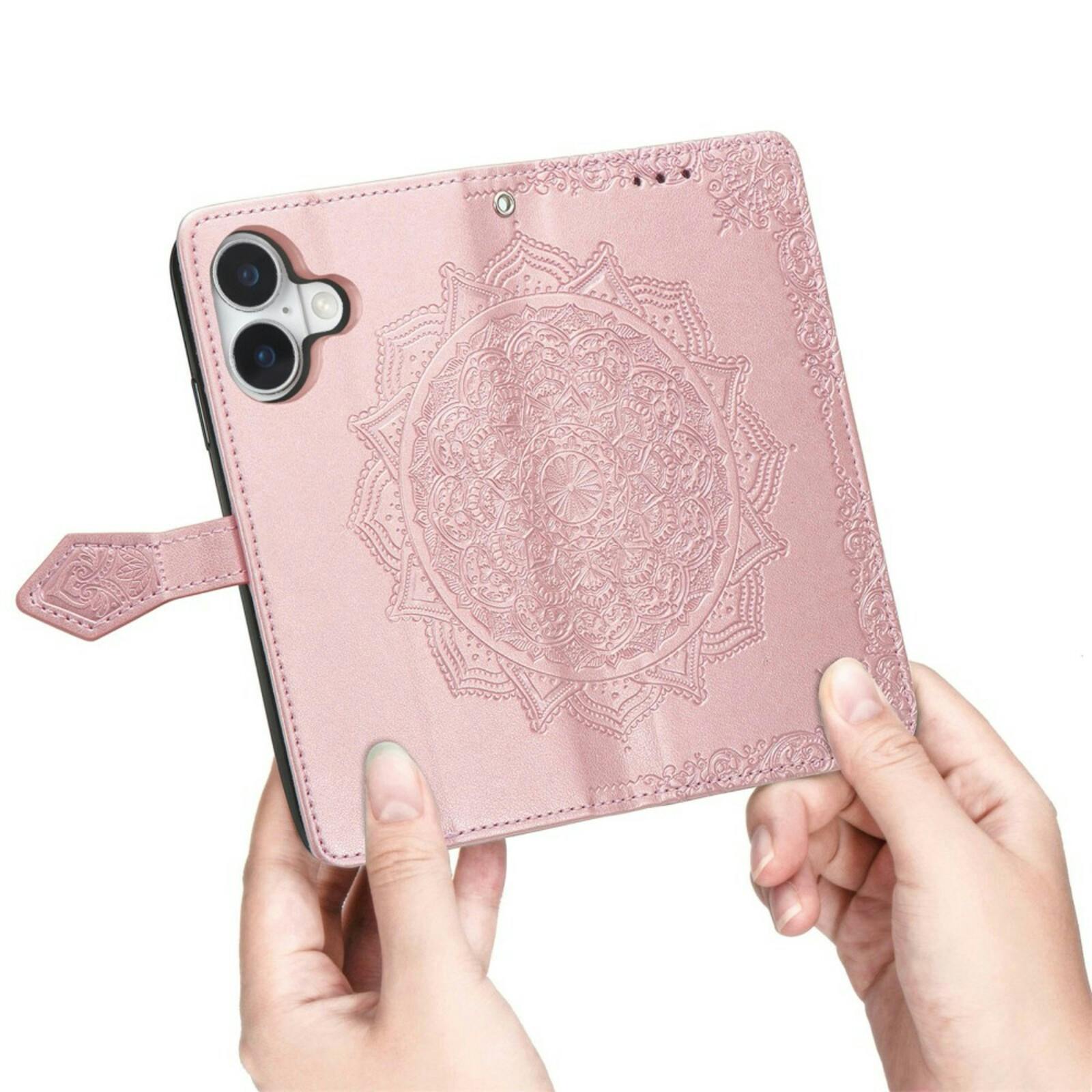 Comfycase iPhone 16 Mandala Booklet Hoesje Roségoud