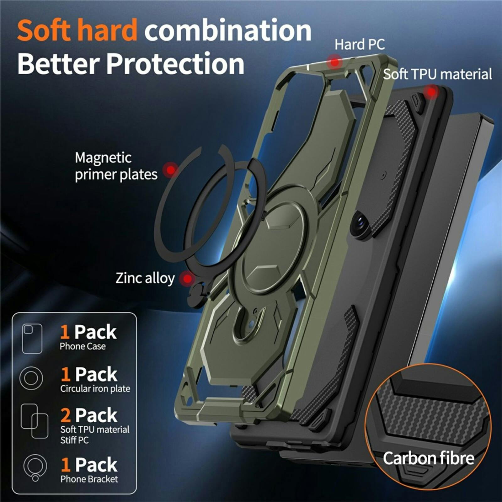 CaseBody Samsung Galaxy S26 Ultra Magnetic Kickstand Ring Hoesje Groen