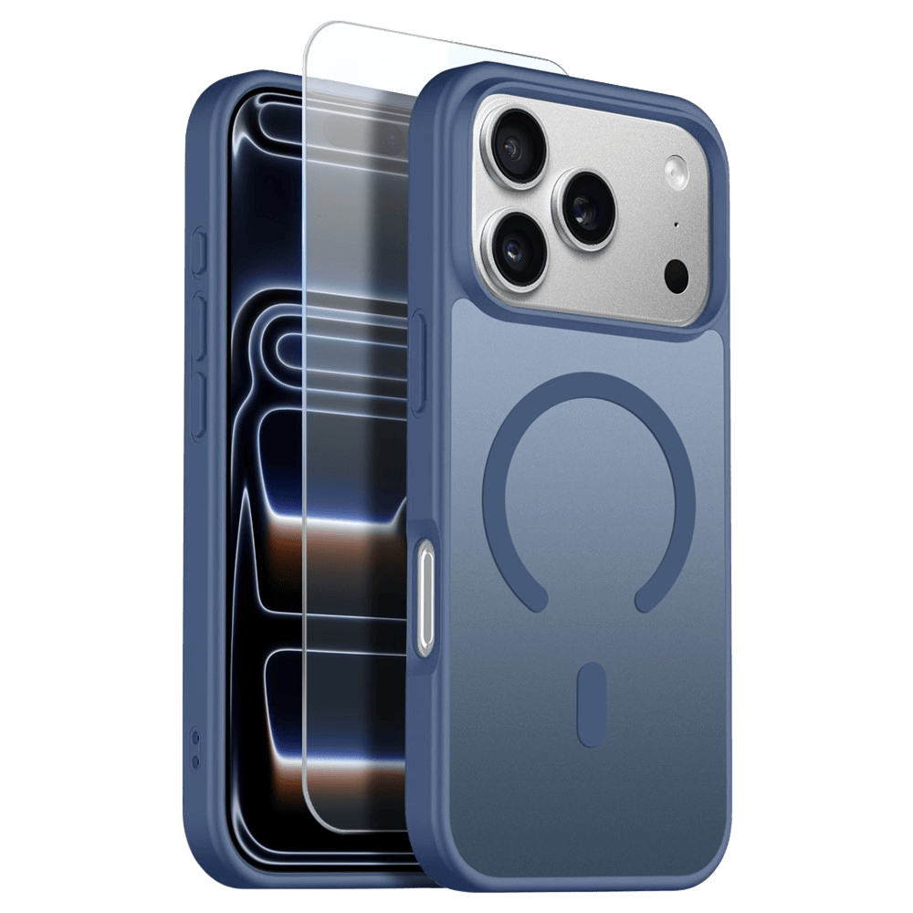 Northjo 2-in-1 iPhone 17 Pro Hoesje – Shockproof, MagSafe + Screenprotector Blauw