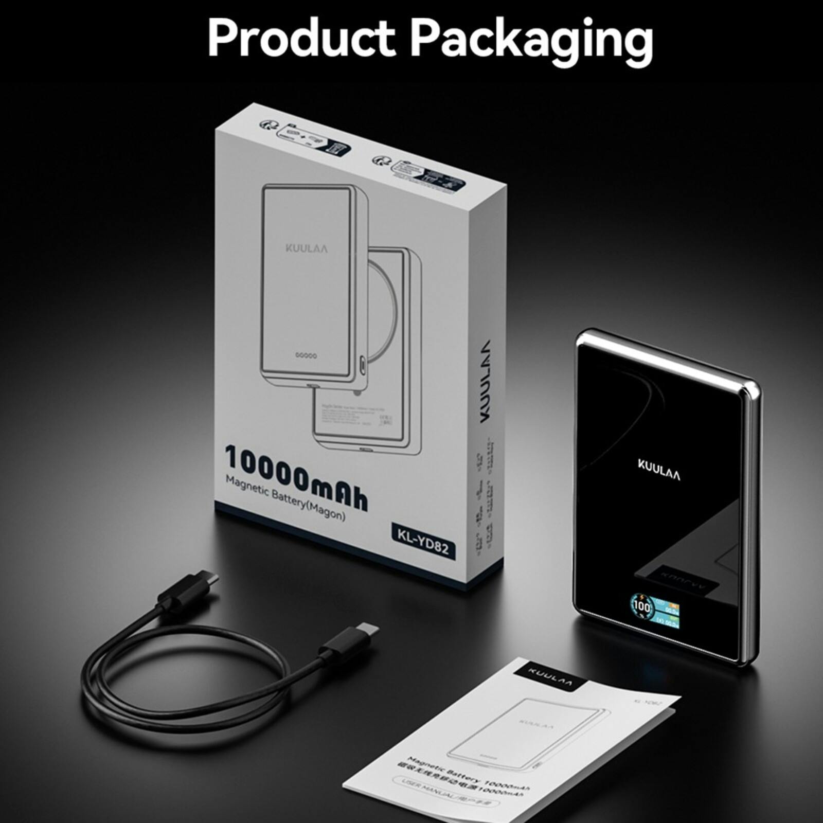 Kuulaa Sleek Display MagSafe Powerbank 10.000mAh Zwart