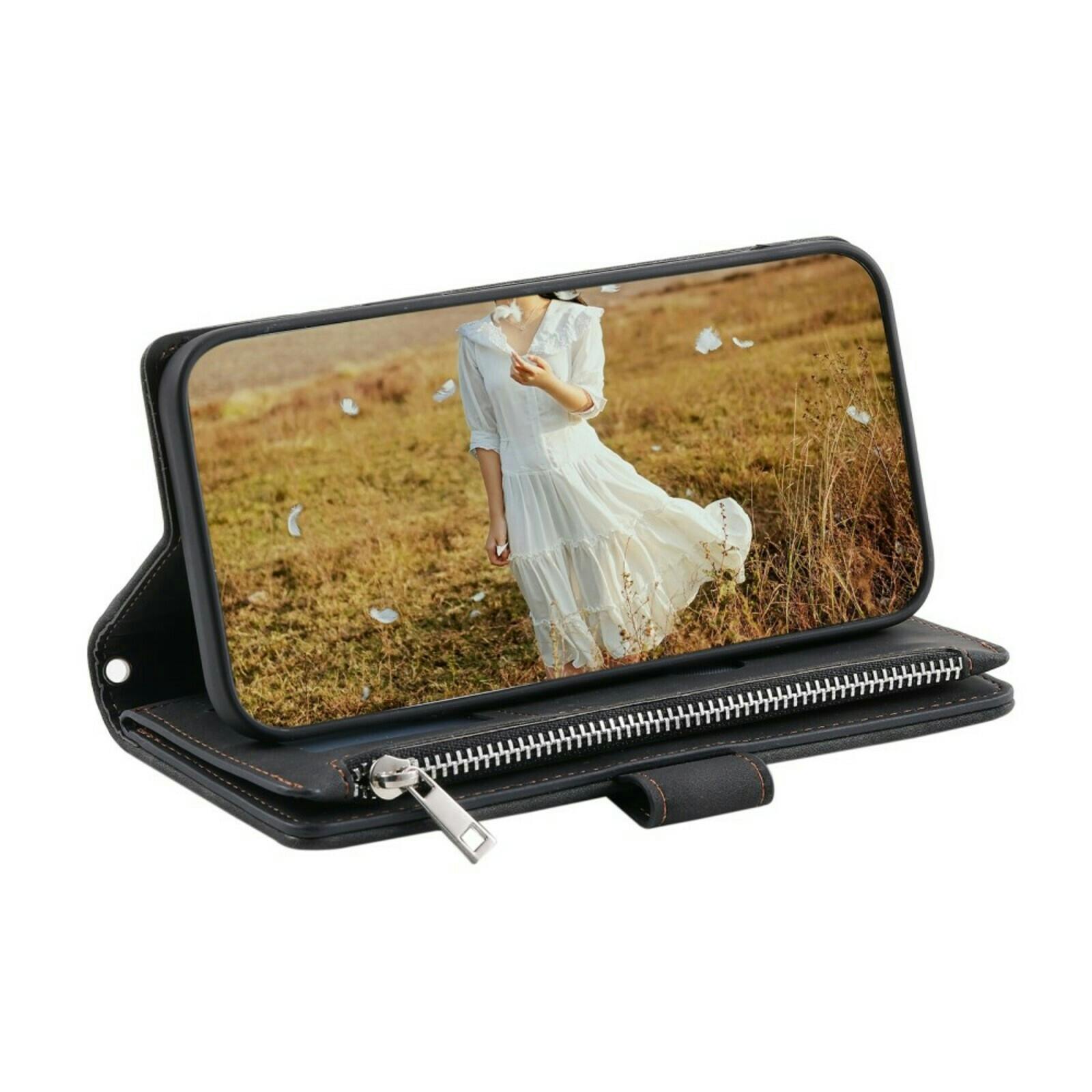 Comfycase Samsung Galaxy A35 Zipper Wallet Hoesje met Draagkoord Zwart