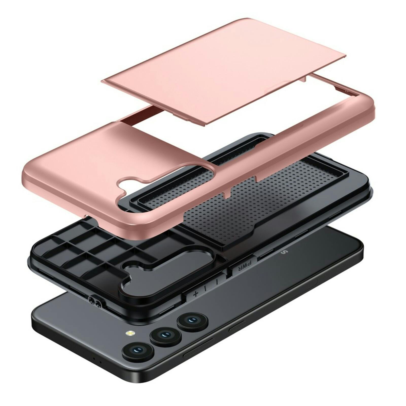 Samsung S24 FE Slide Case Hoesje met Pashouder Roségoud
