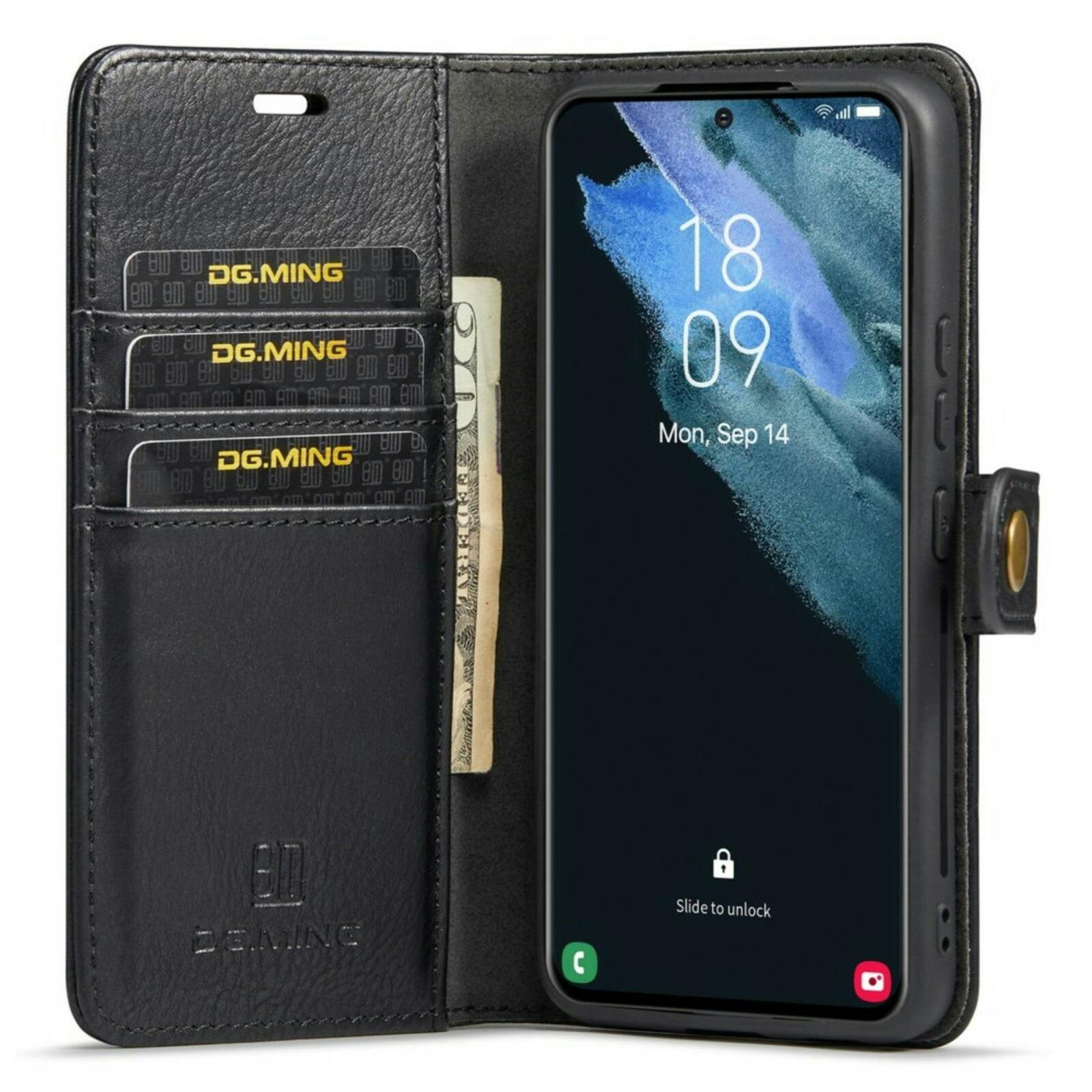 DG.MING Samsung S23 Lederen 2-in-1 Wallet Hoesje Zwart