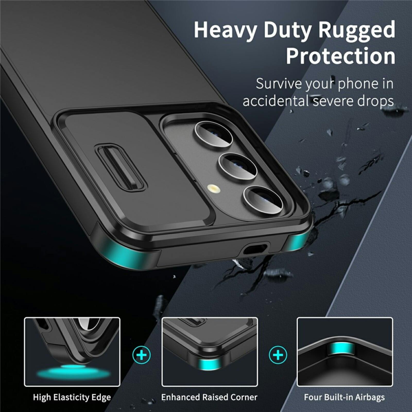 Comfycase Samsung Galaxy A57 Stevig Beschermhoesje met Camerabeschermer Zwart