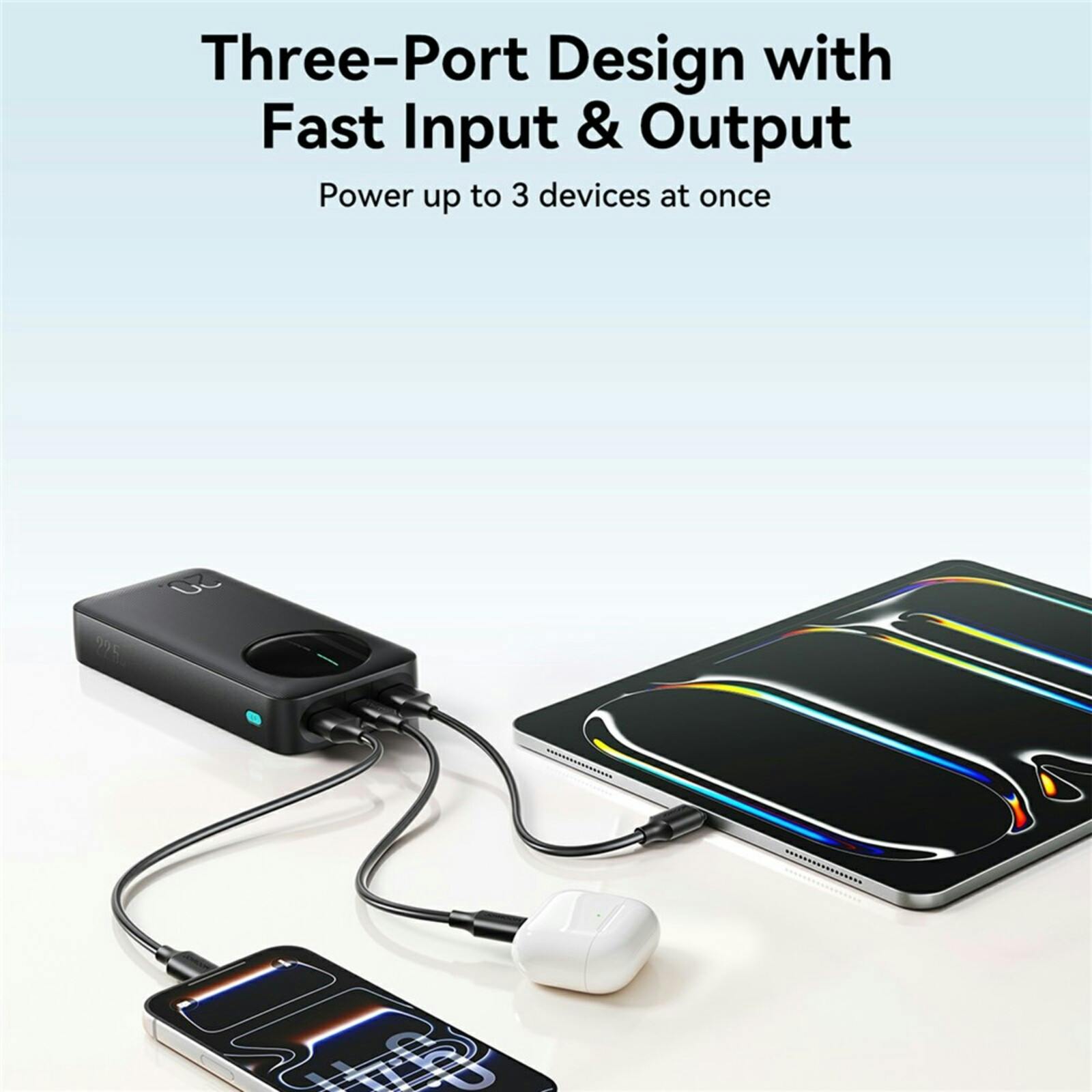 Joyroom Pro Display Powerbank 3 Output Poorten 20.000mAh Zwart