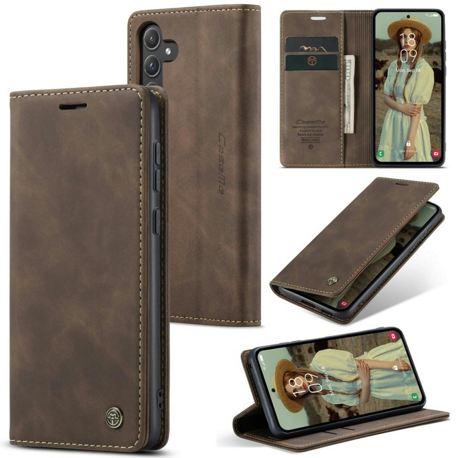 Caseme Samsung A55 Business Bookcase Hoesje Donkerbruin