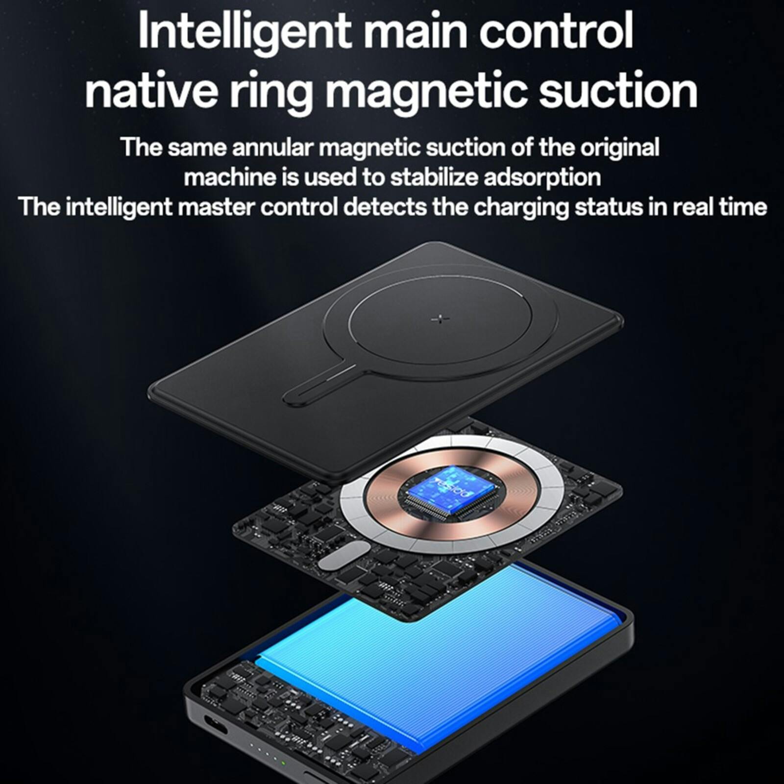 Yesido 10.000mAh MagSafe Powerbank with Cable+Kickstand Zwart 10.000 mAh