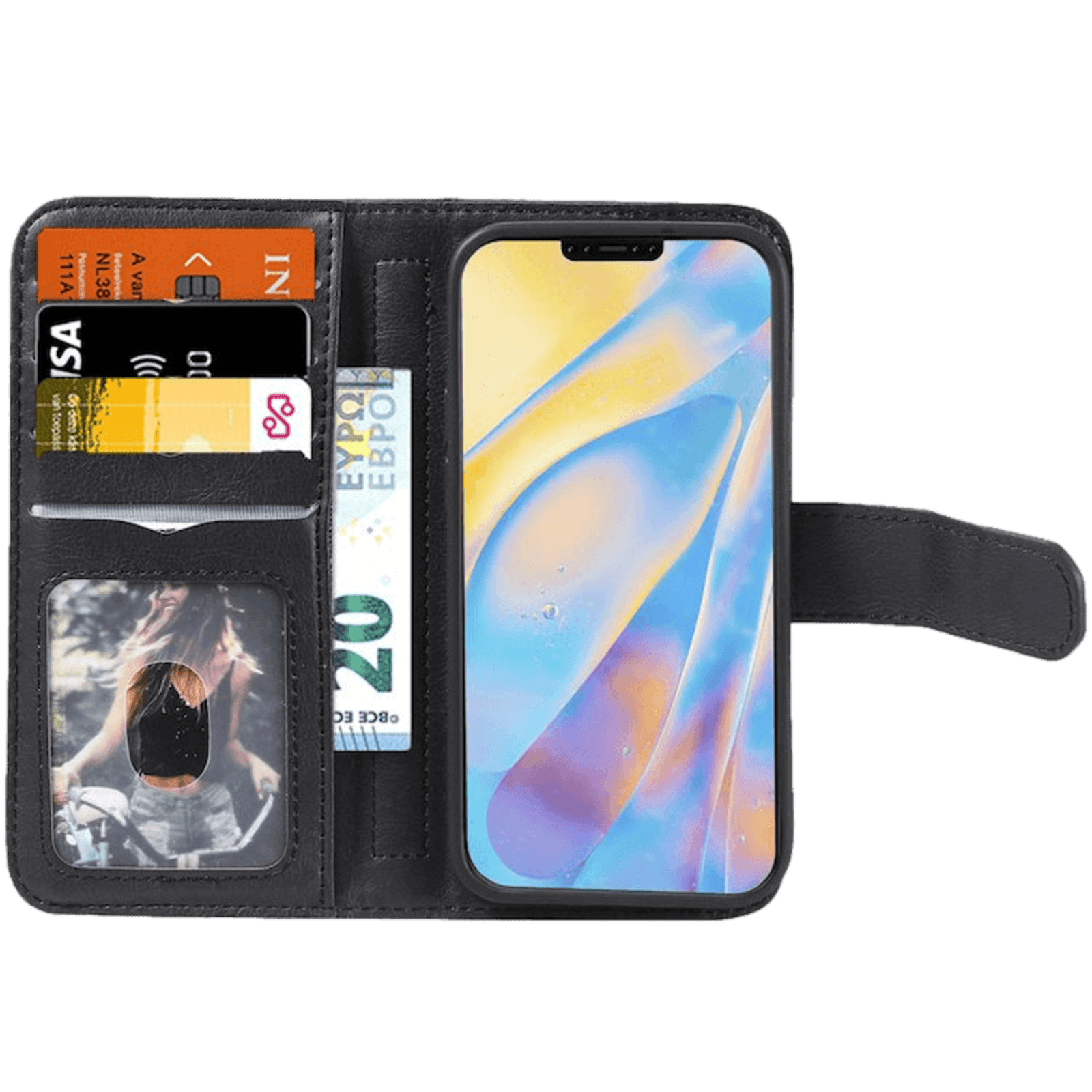 TwoTone iPhone 12 (Pro) Luxury Wallet Zwart