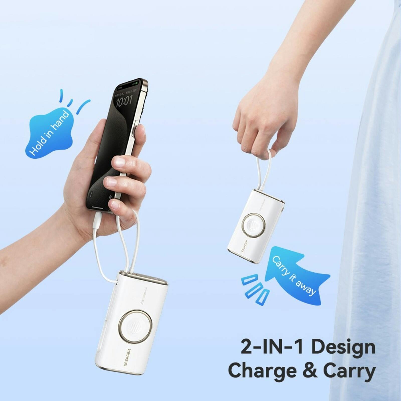 Essager PD 30W Powerbank met Wireless Apple Watch Lader 10.000mAh Zwart