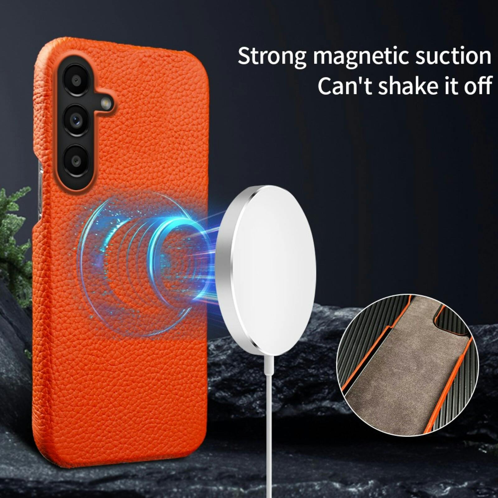 Fashion Samsung Galaxy S26 Plus Magnetisch Hoesje Echt Leer Zwart