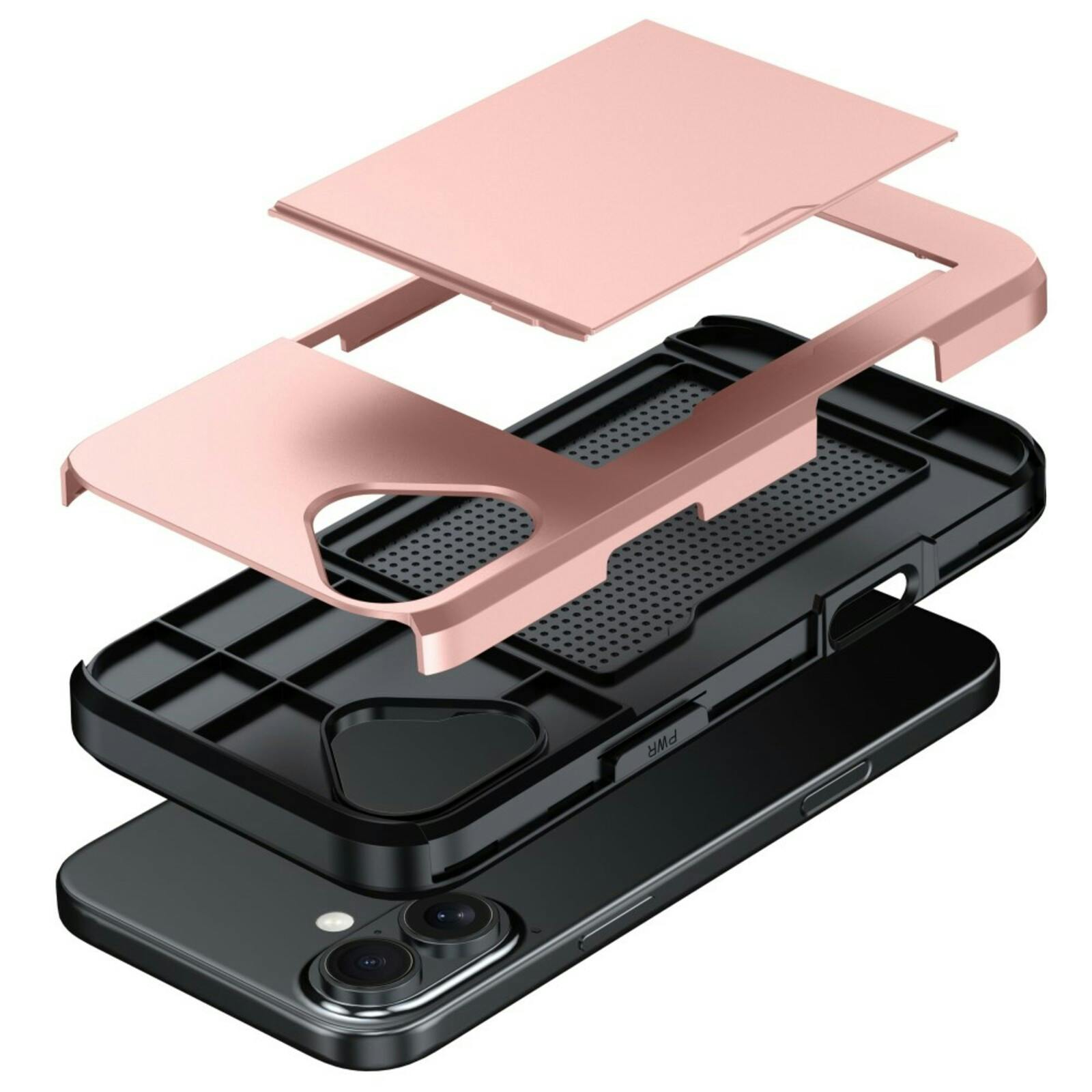 Slide Case Apple iPhone 16 Plus Hoesje met Pashouder Roségoud