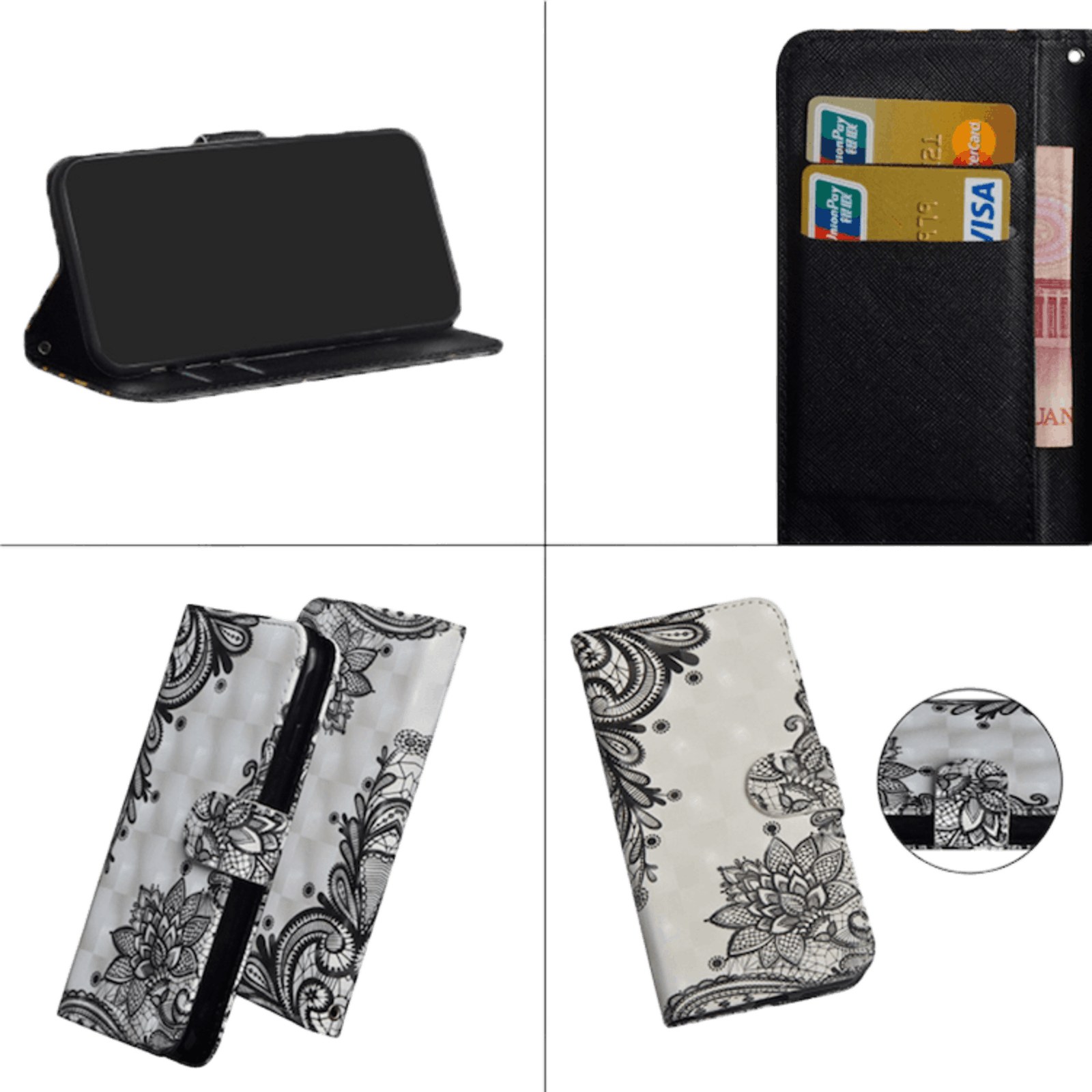 Mocaa Samsung Galaxy A41 Shiny Bookcase Kant Design Meerkleurig