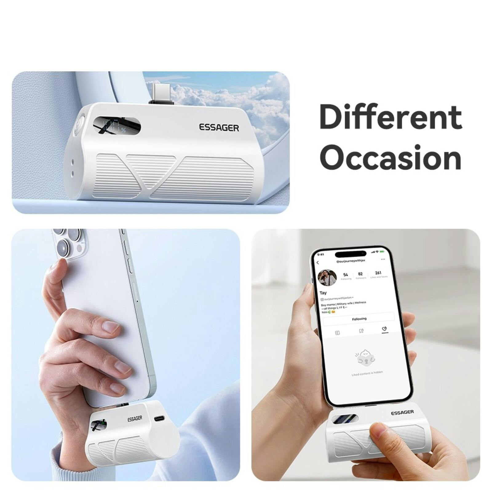 Essager 20W Universele Click-On Powerbank Wit 5000 mAh