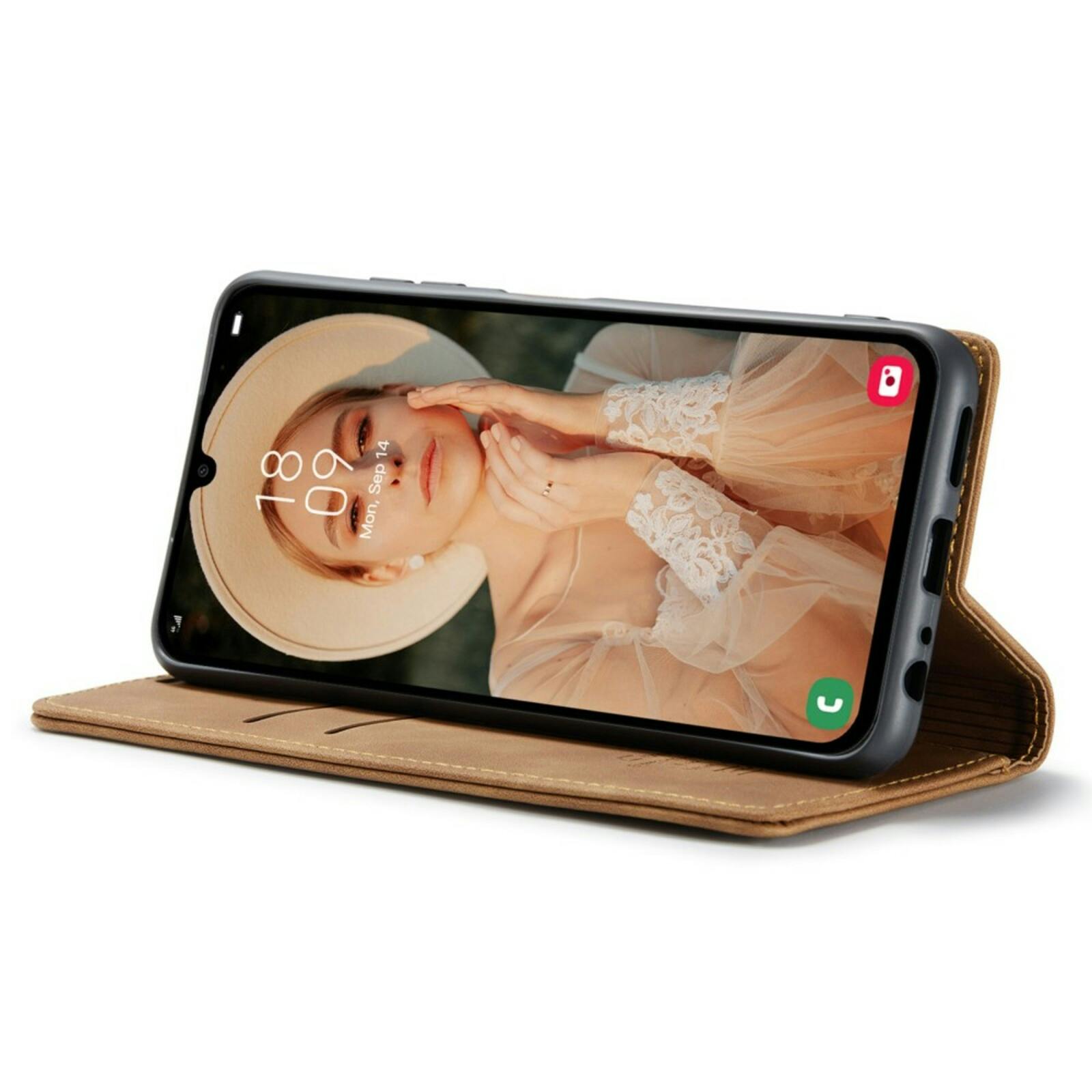 Caseme Samsung A15 Business Bookcase Hoesje Bruin