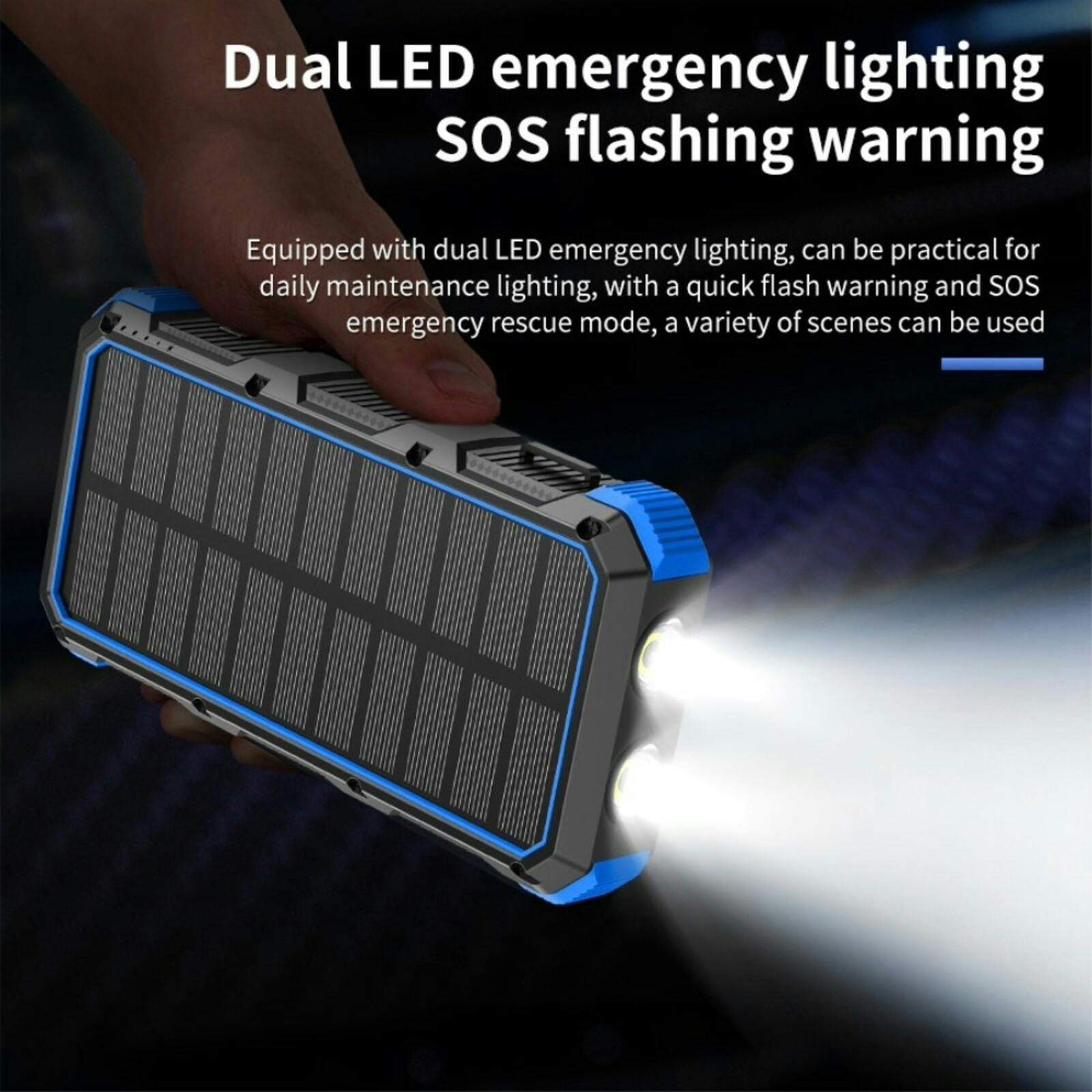 PSOOO 20.000mAh Rugged Solar Charging Powerbank Blauw 20.000 mAh