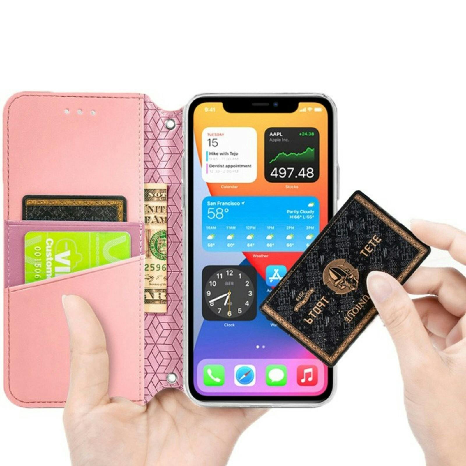 Mocaa iPhone 12 (Pro) Designz Magnetic Mandala Wallet Case Roze