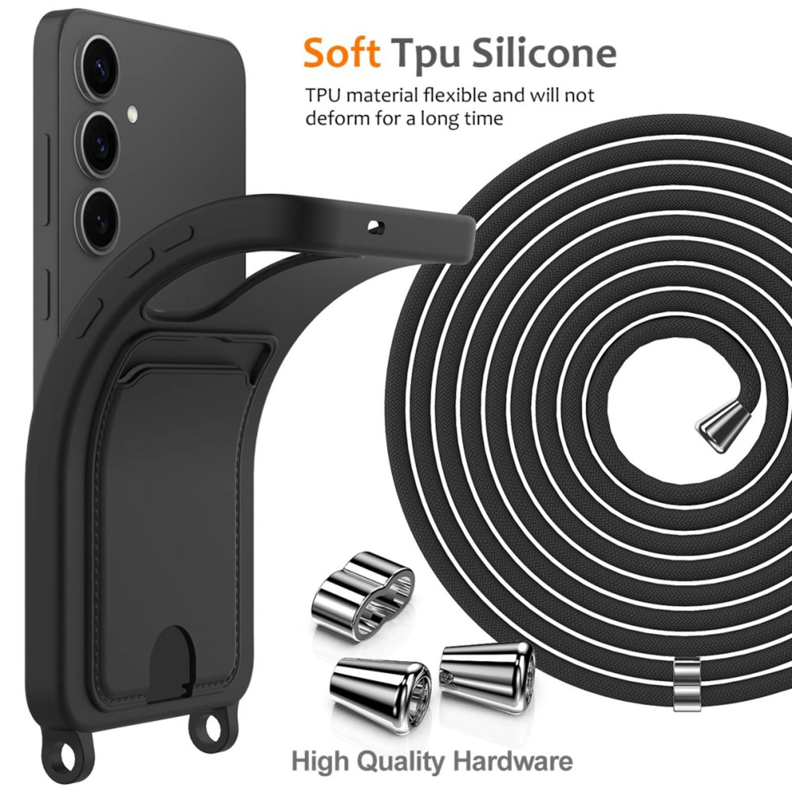 CaseBody Samsung S25 Plus Koordhoesje met Kaarthouder Zwart