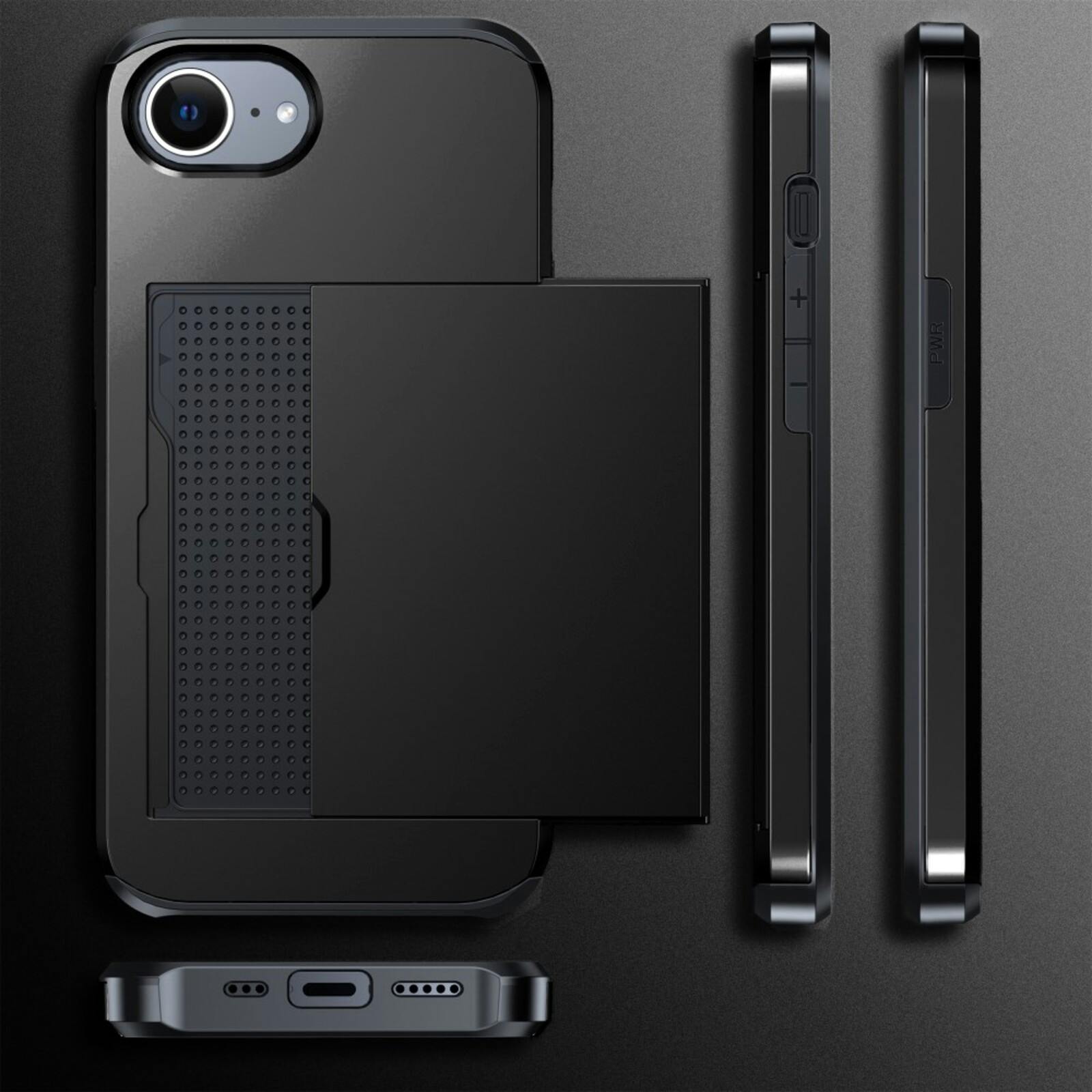 Slide Case Apple iPhone 16e Hoesje met Pashouder Zwart