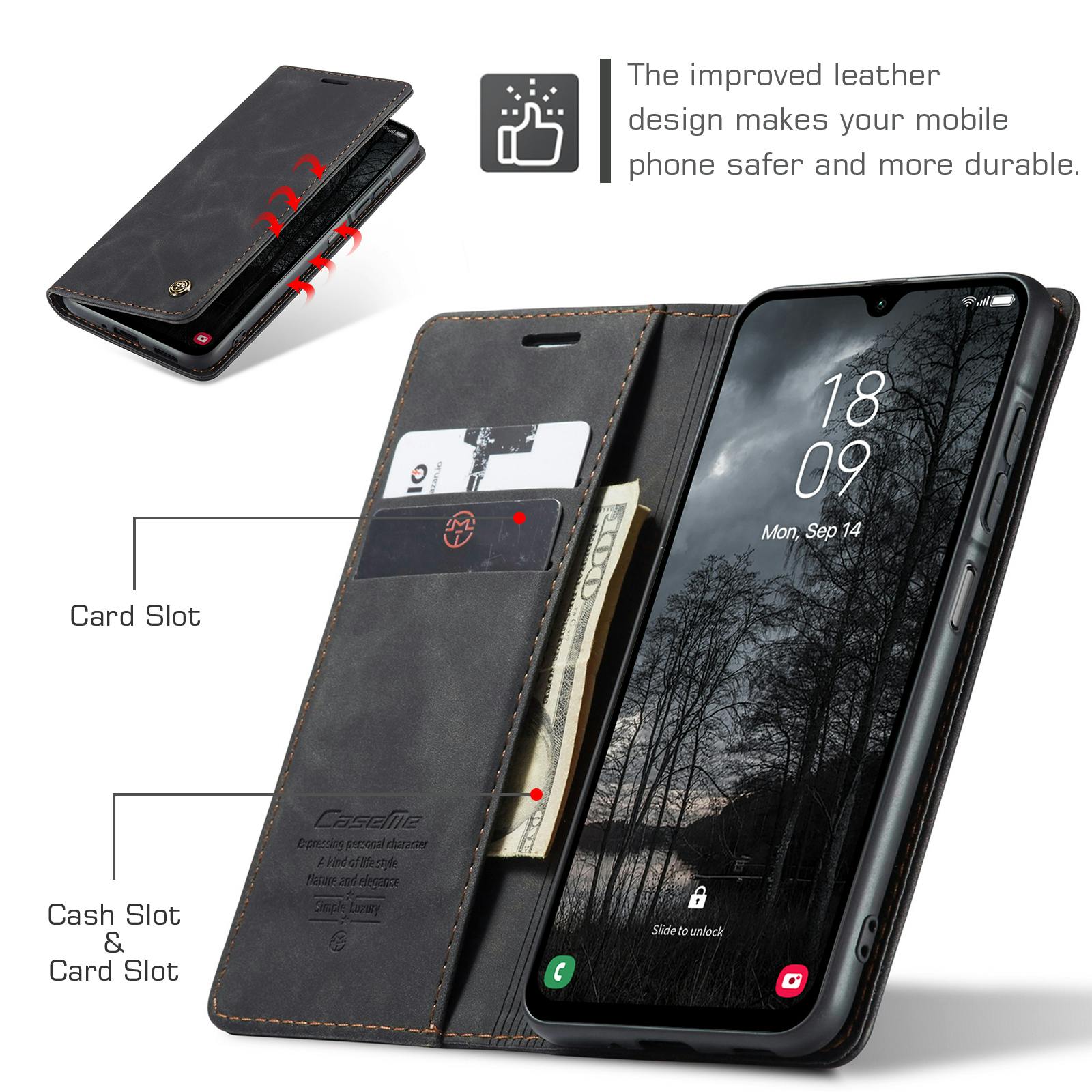 Caseme Samsung Galaxy A57 Business Bookcase Hoesje Zwart