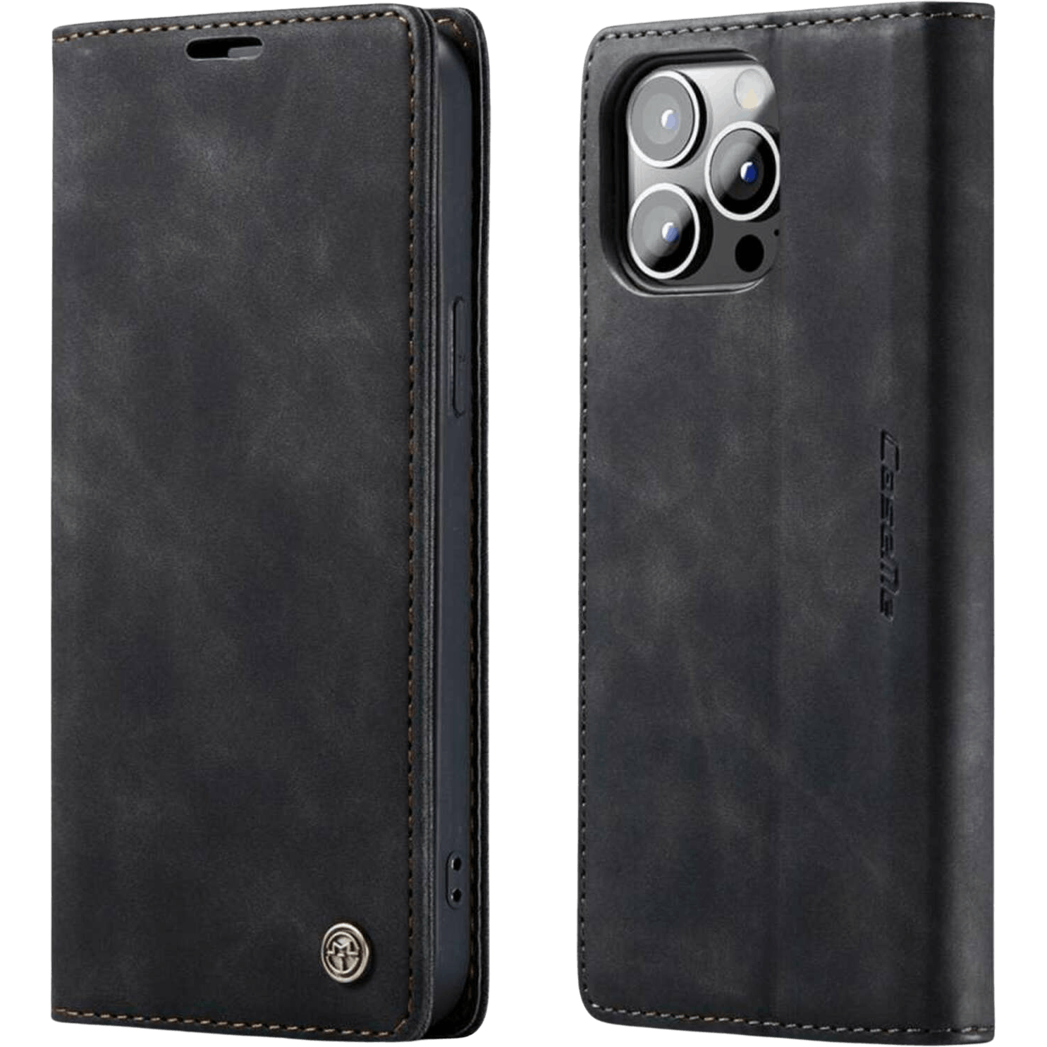 Caseme iPhone 14 Pro Max Retro Portemonnee Hoesje Zwart