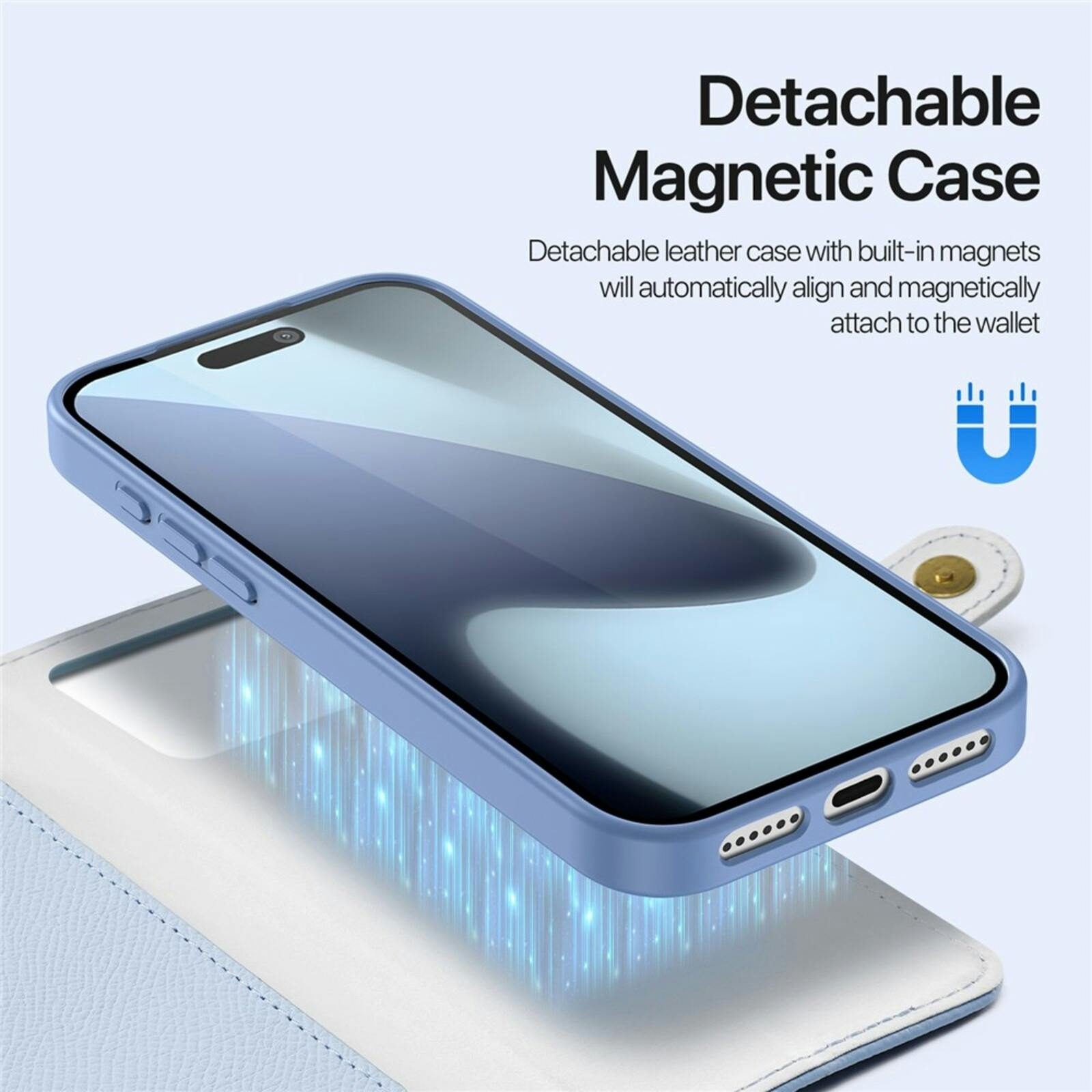 DUX DUCIS Apple iPhone 17 Pro Premium 2-in-1 Bookcase met MagSafe Hoesje Lichtblauw