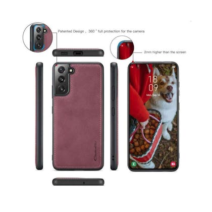 Caseme Galaxy S22 Luxe Alles-in-één Portemonnee Hoesje Red