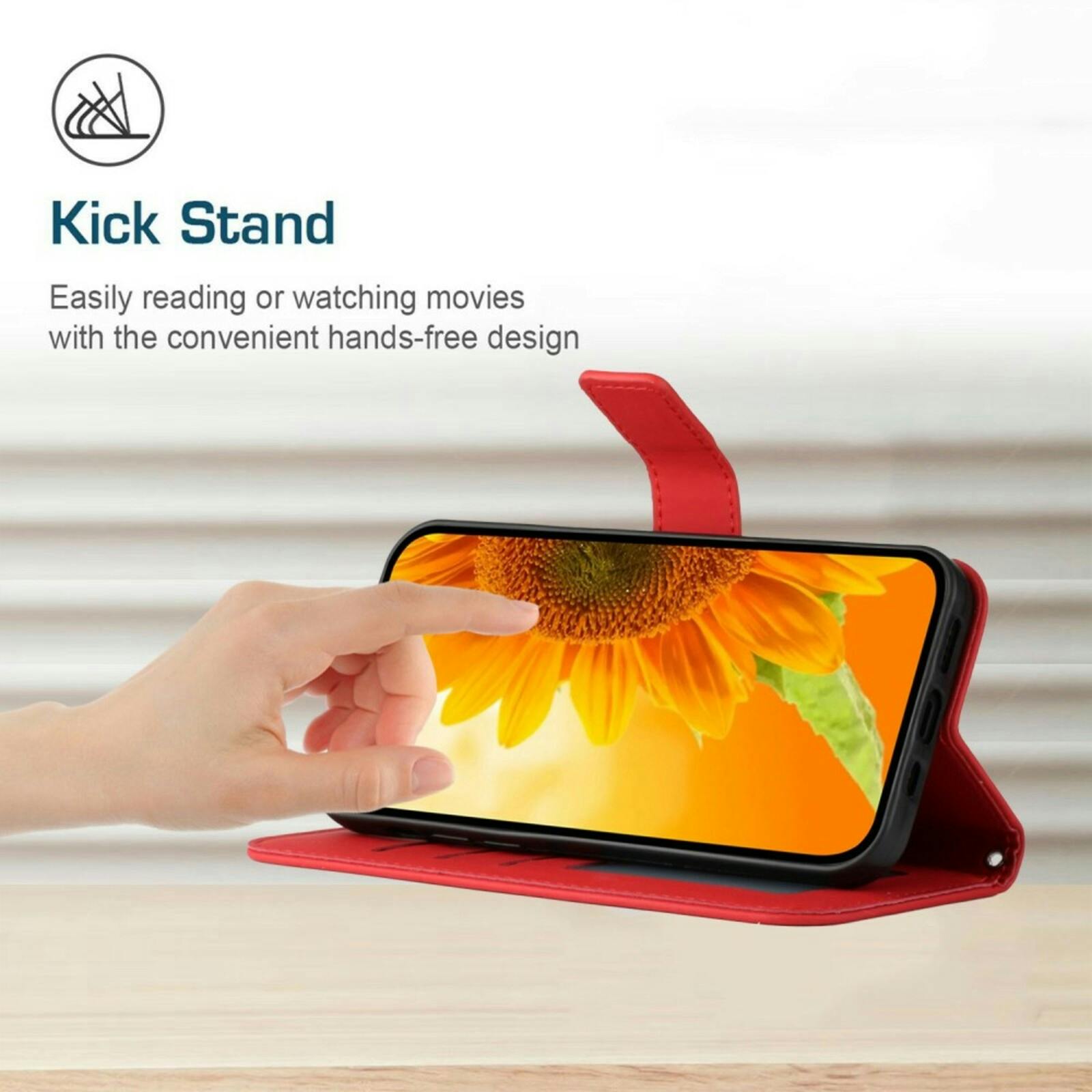 Mocaa Samsung Galaxy S24 FE Sunflower Bookcase met Koord Rood