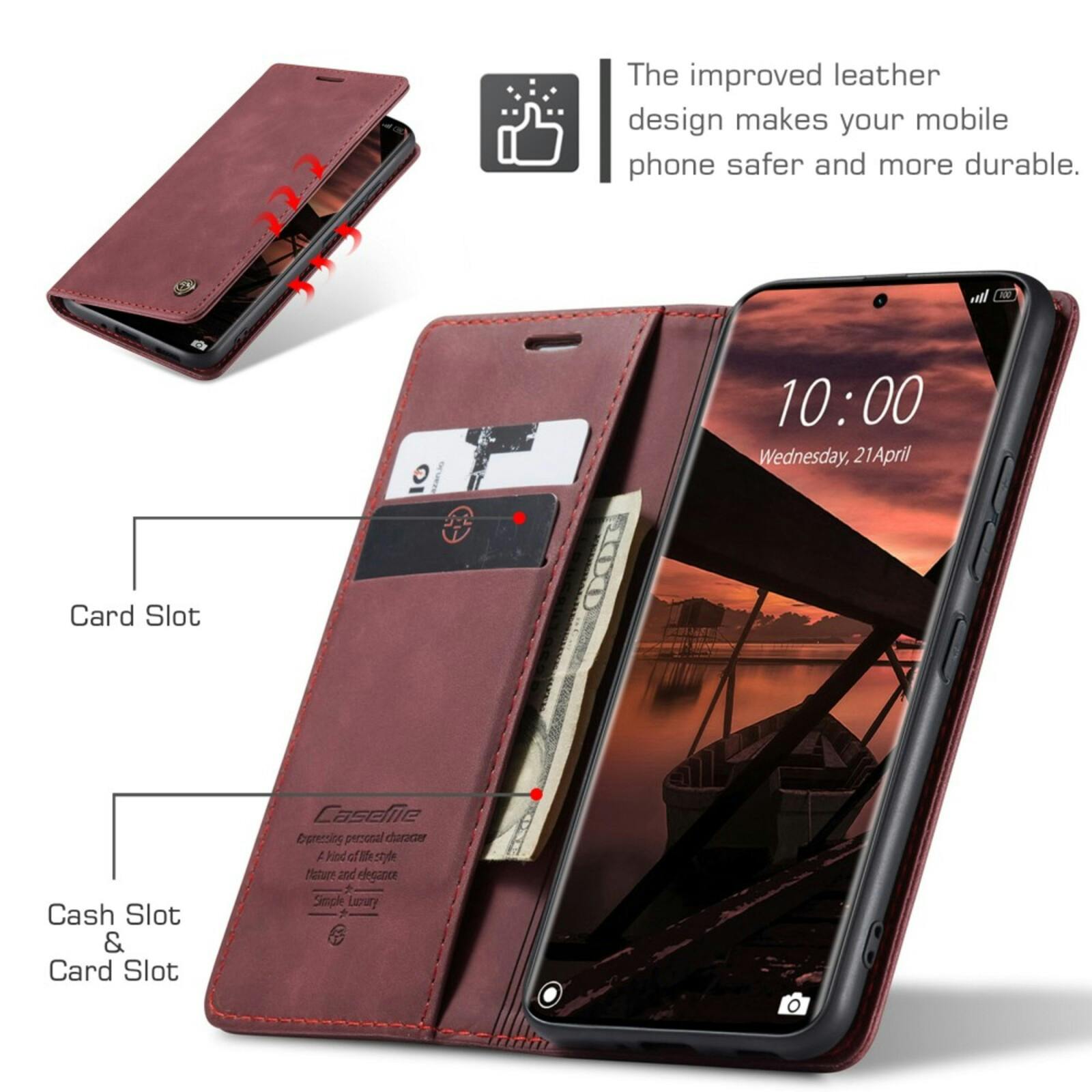 Caseme Xiaomi Redmi Note 14 Pro(+) 5G Business Wallet Hoesje Rood