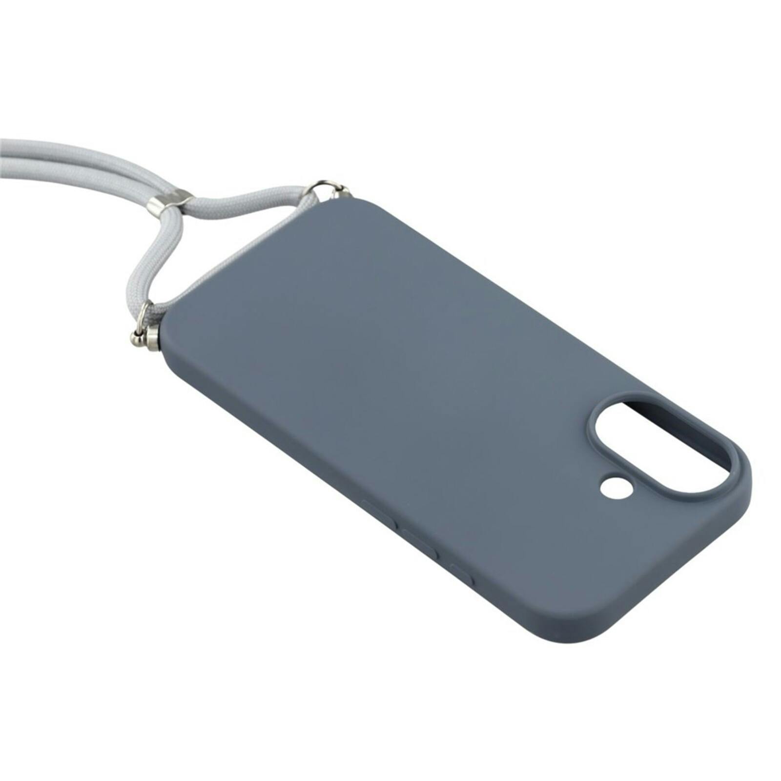 Mocaa Apple iPhone 17 Hoesje met Koord Blauwgrijs