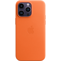 Apple iPhone 14 ProLeren MagSafe Hoesje Oranje - Voorkant