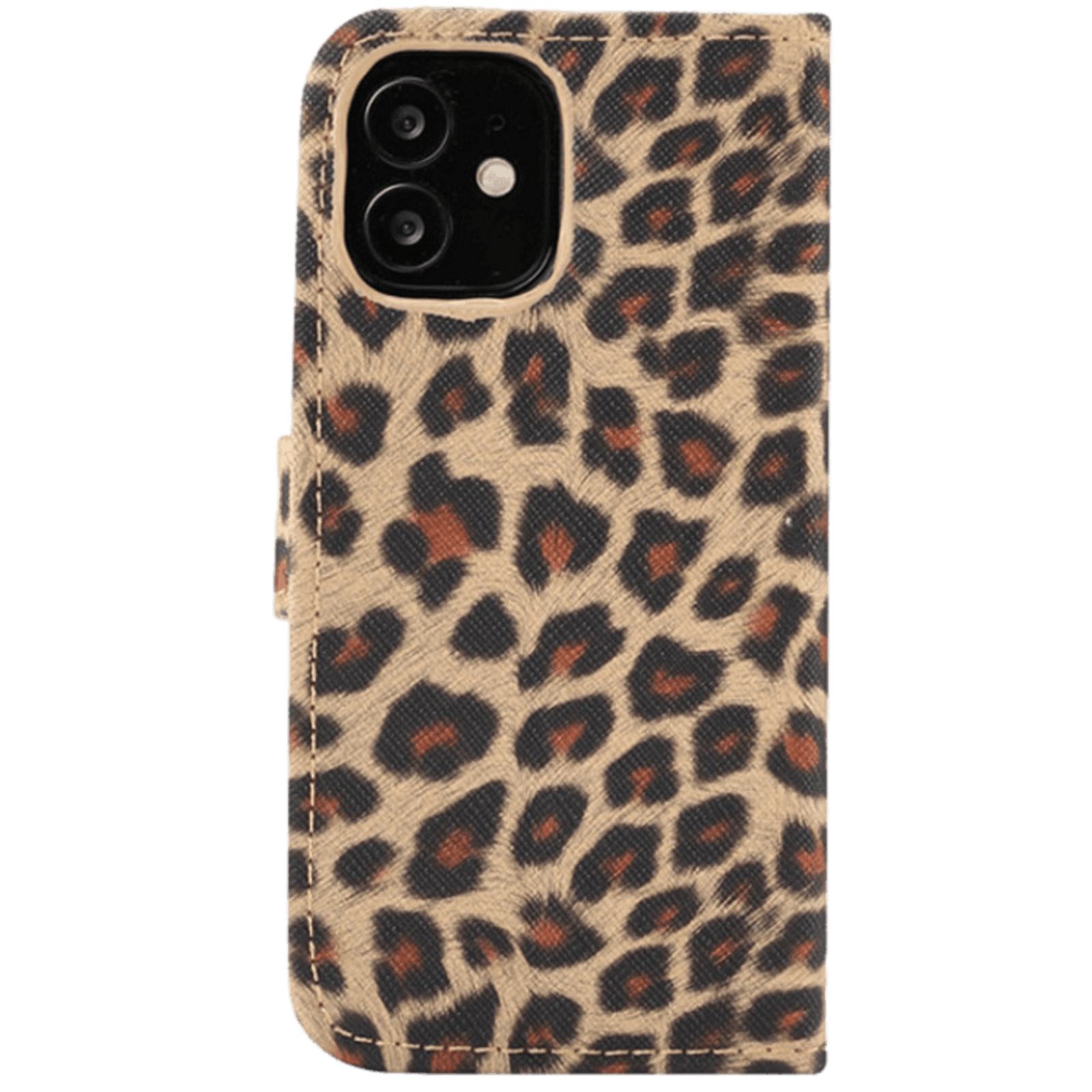 Mocaa iPhone 12 Mini Luipaardprint Bookcase Hoesje Luipaardbruin