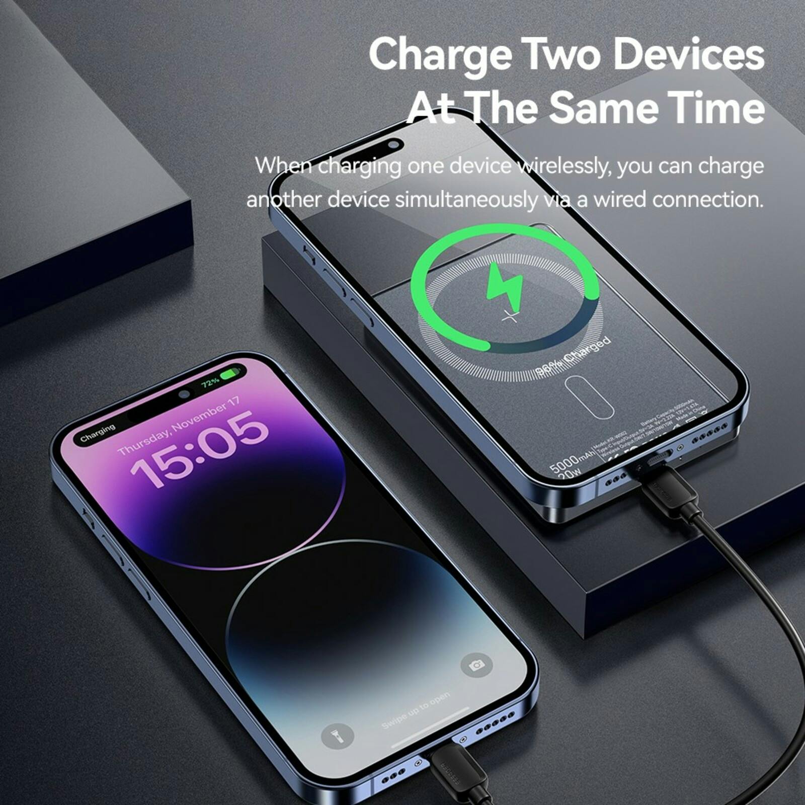 Essager 5000mAh 8mm Ultra Slim MagSafe Wireless Powerbank Titanium 5.000 mAh