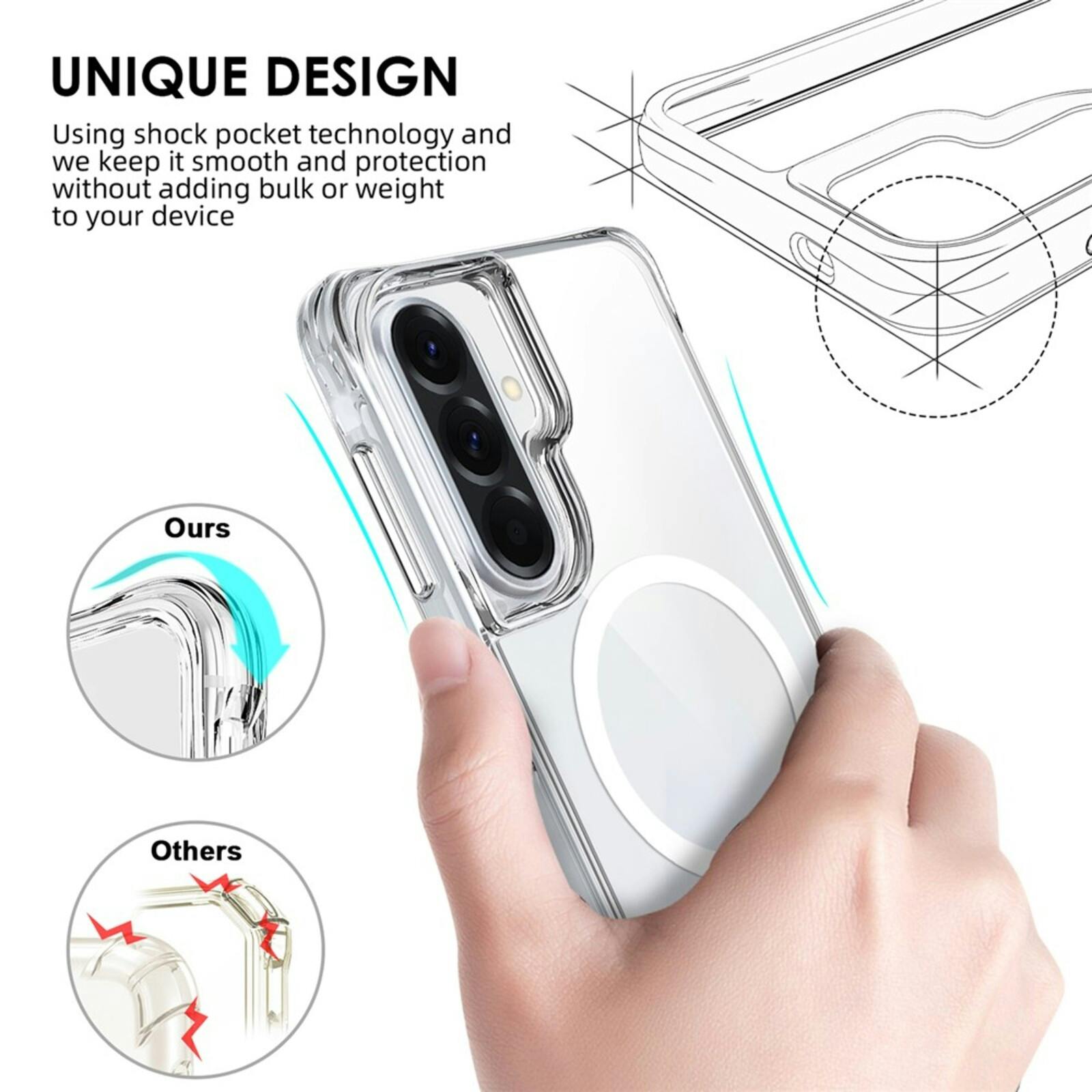 CaseBody Samsung Galaxy A57 Magnetic Clear Case Transparant