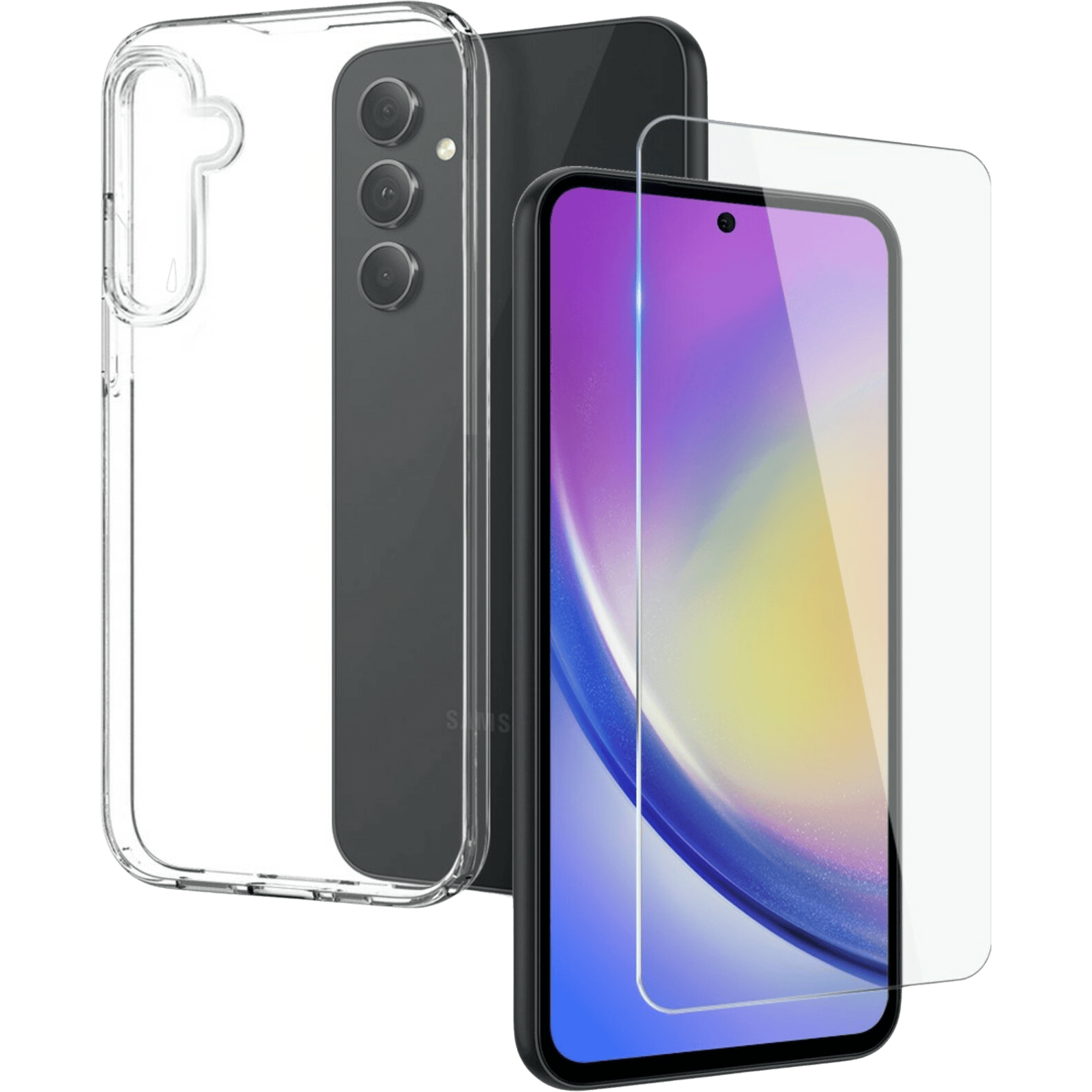 Northjo Samsung Galaxy A35 Hoesje en Screenprotector Transparant