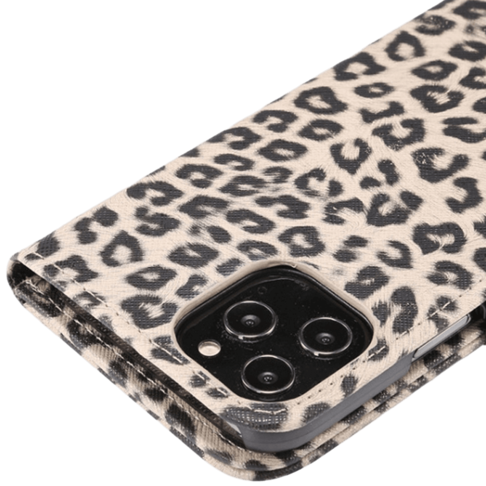 Vili iPhone 12 Pro Max Luipaardprint Bookcase Hoesje Bruin