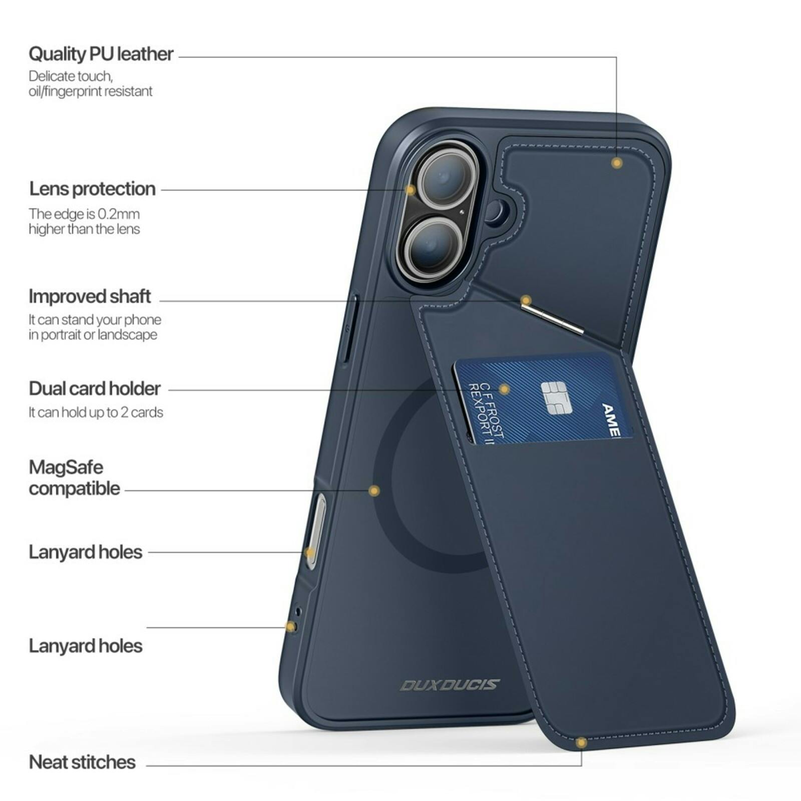 DUX DUCIS Apple iPhone 16 Plus Rafi Series Premium Beschermcase Blauw