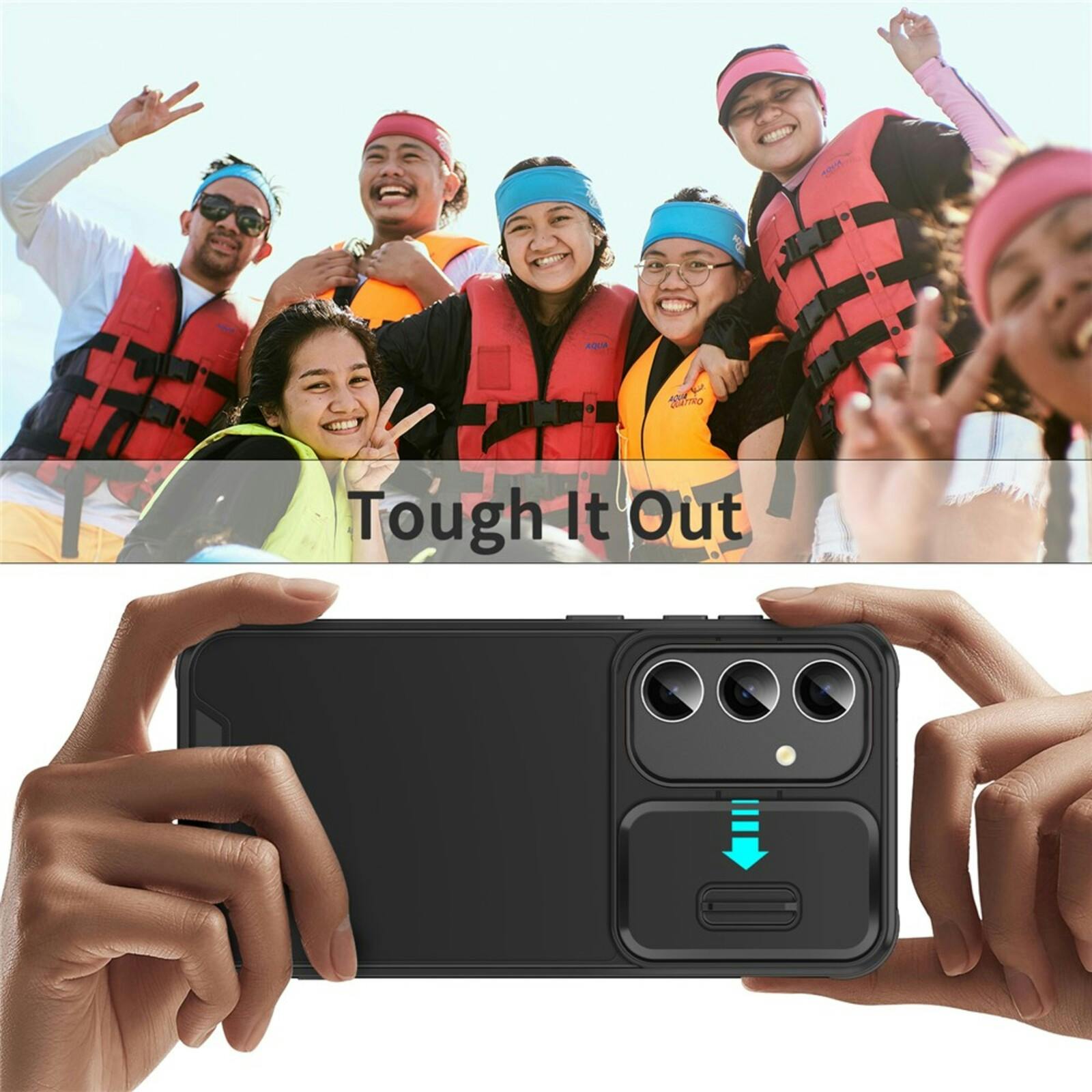 Comfycase Samsung Galaxy S26 Plus Stevig Beschermhoesje met Camerabeschermer Zwart